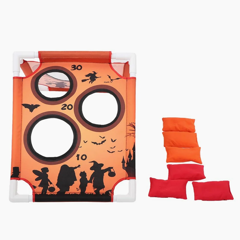 Karlak Gioco di Lancio di Sacchi Sabbia per Bambini, Divertente Gioco società con Motivo Zucca per L'interazione tra Genitori e Figli, Realizzato in Tessuto Oxford, Set con 6 Sacchi Sabbia e Borsa il