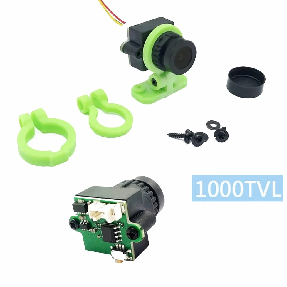 2W Trasmettitore Wireless FPV 2000MW 48CH + Ricevitore + Videocamera 1000TVL in Metallo Nero e Plastica per Droni da RC FPV