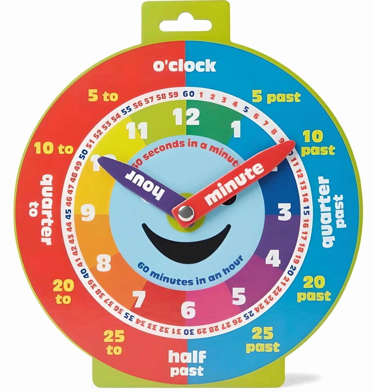 Morgan's Direct Orologio educativo con mani mobili e faccina sorridente. Facile da usare e resistente per i bambini piccoli, nonché portatile.