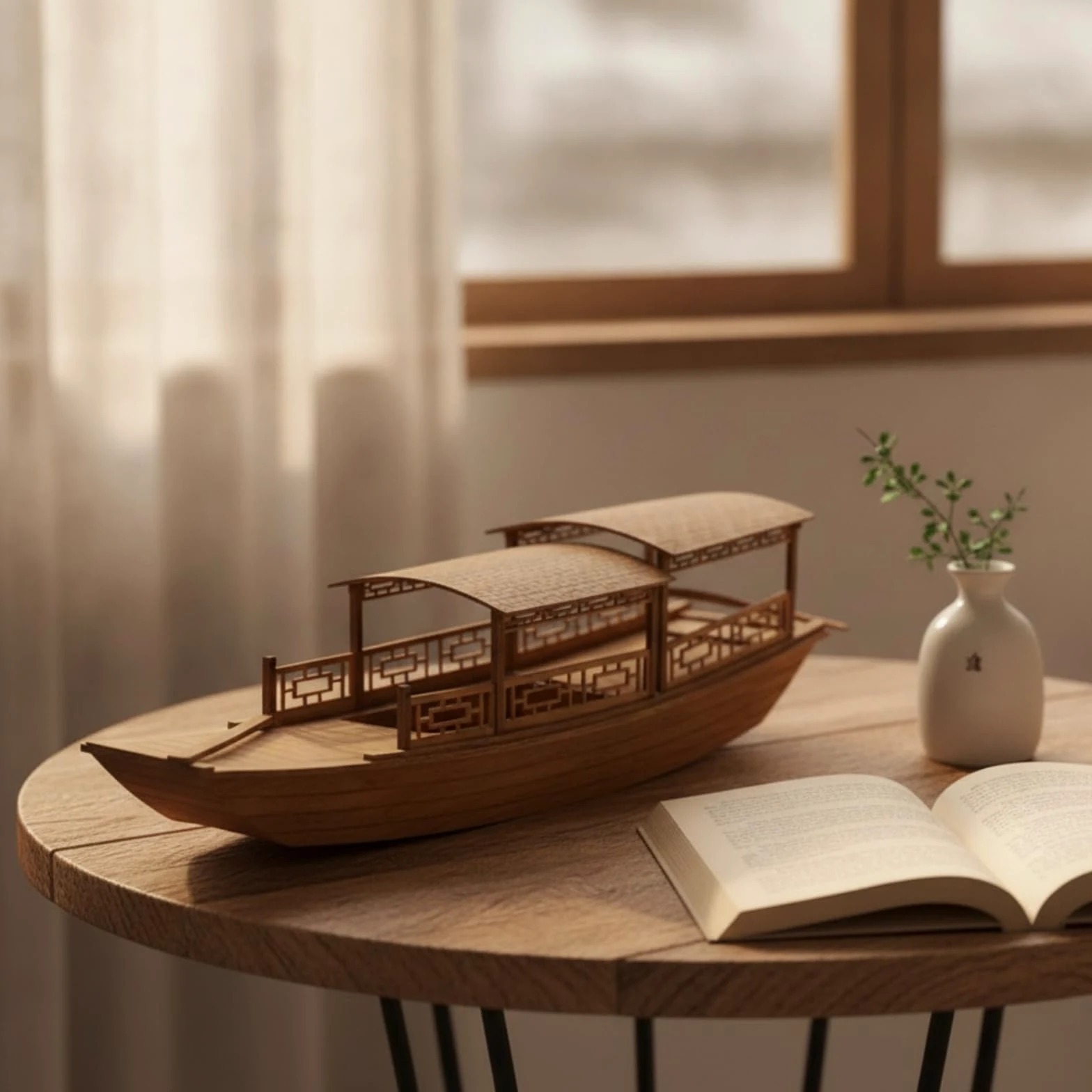 Chosertory Modellino Barca Tradizionale Cinese Kit Barca in Legno Barca Peschereccio Scafo Legno Progetto Hobbistico Gratificante con Riproduzione Accurata, A Fishing Boat