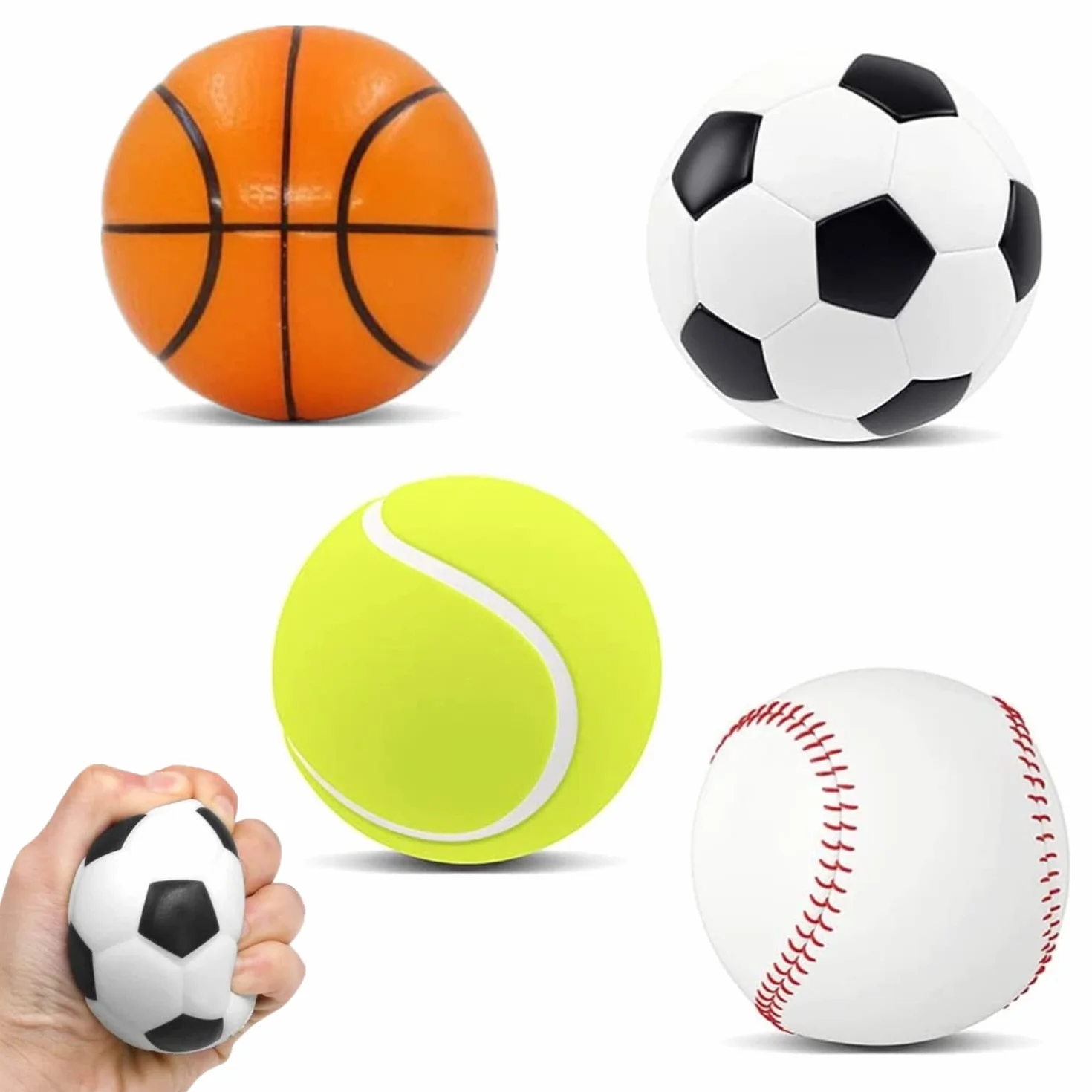 Yeefunjoy 4 palline antistress per stress e dita, giocattolo emotivo per calcio, basket, tennis