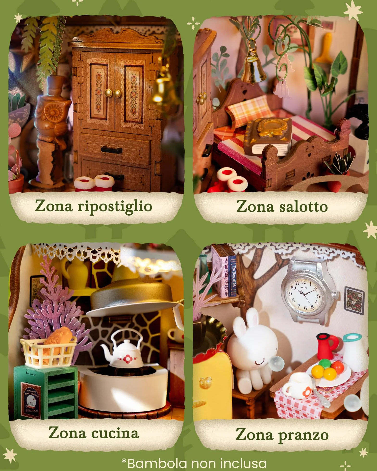 Rolife Miniature Casa sull'albero da favola, 275 pezzi Kit Casa in Miniatura DIY, Modellismo da Costruire Adulti Casa delle Bambole in Legno Puzzle 3D per Adolescenti Regalo calmante para decoración