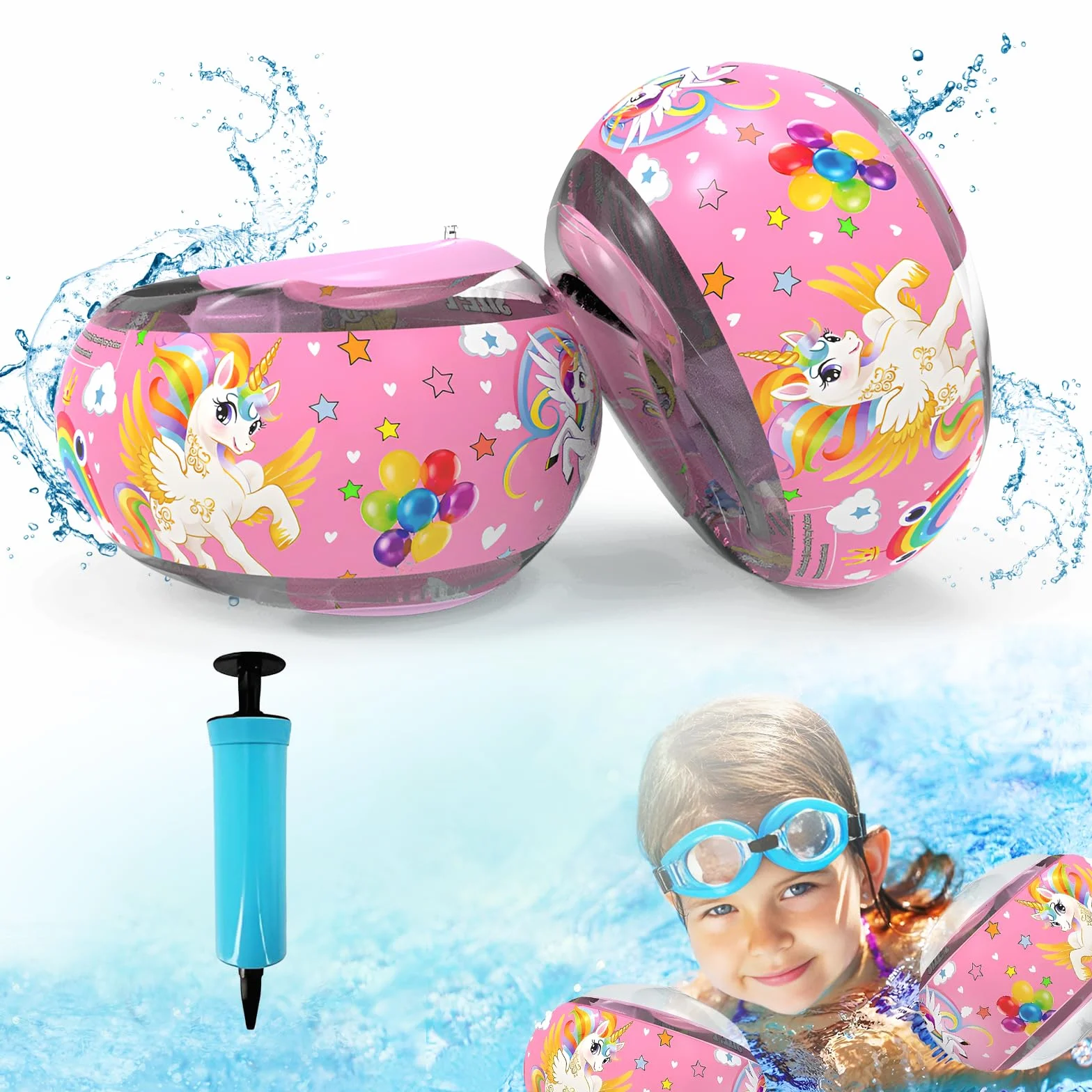 Braccioli Bambini Gonfiabili, 1-6 Anni, con 3 Airbag Indipendenti, per Nuoto Sicuro e Confortevole, Adatti a Bambini da 11 a 30 kg, Perfetti per Piscina e Attività Estive