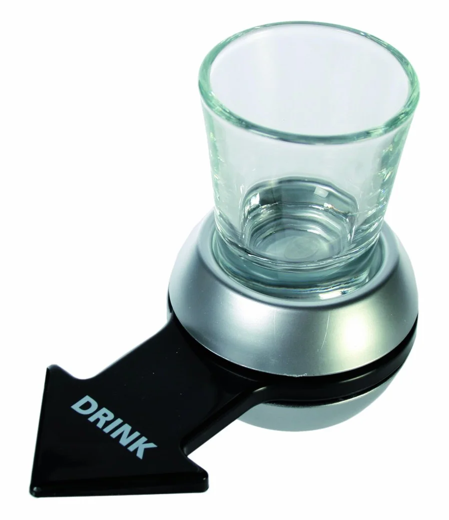 Gioco Alcolico, Gira la Freccia con Bicchierino e Base con Freccia, per 50 ml, 10.5 cm, Multicolore