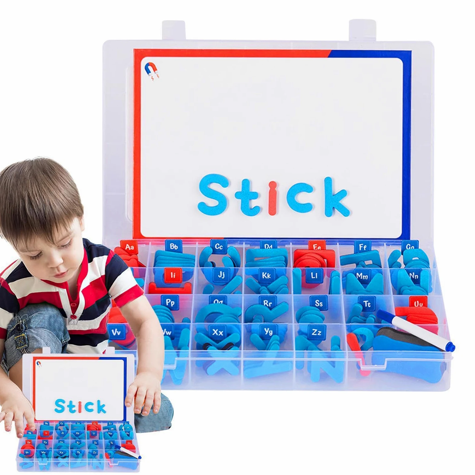 Magneti da frigo educativi, lettere magnetiche in classe Ragazze Lettere | Set di lettere magnetiche con lavagna magnetica su entrambi i lati, per ragazzi, ragazze, bambini