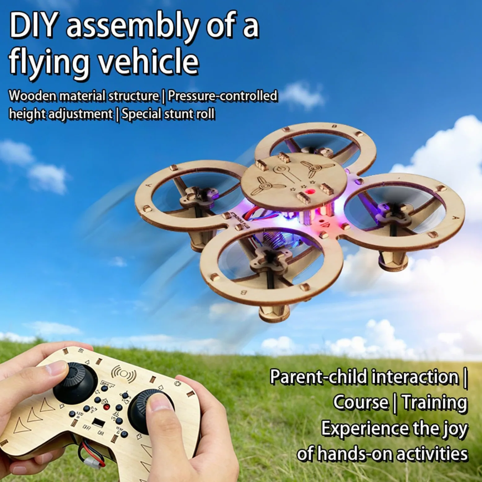 Kit Di Montaggio Drone In Legno Giocattolo Volante Telecomandato Educativo | Kit Drone Artigianale Per Bambini Regalo Compleanno Attività Casa Interni Vacanze Scuola Casa Giochi