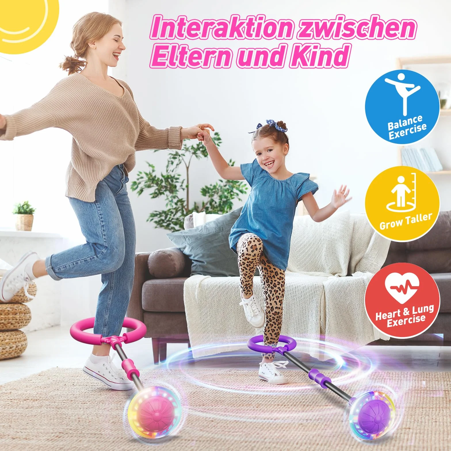 Hot Bee Bambini Anello Saltellante Luminoso con Contatore, Timer, Contatore di Calorie, Giocattolo Regalo per Ragazze 6 7 8 9 10 11 Anni, Ruota Oscillante Ricaricabile, Natale, Compleanno Rosa