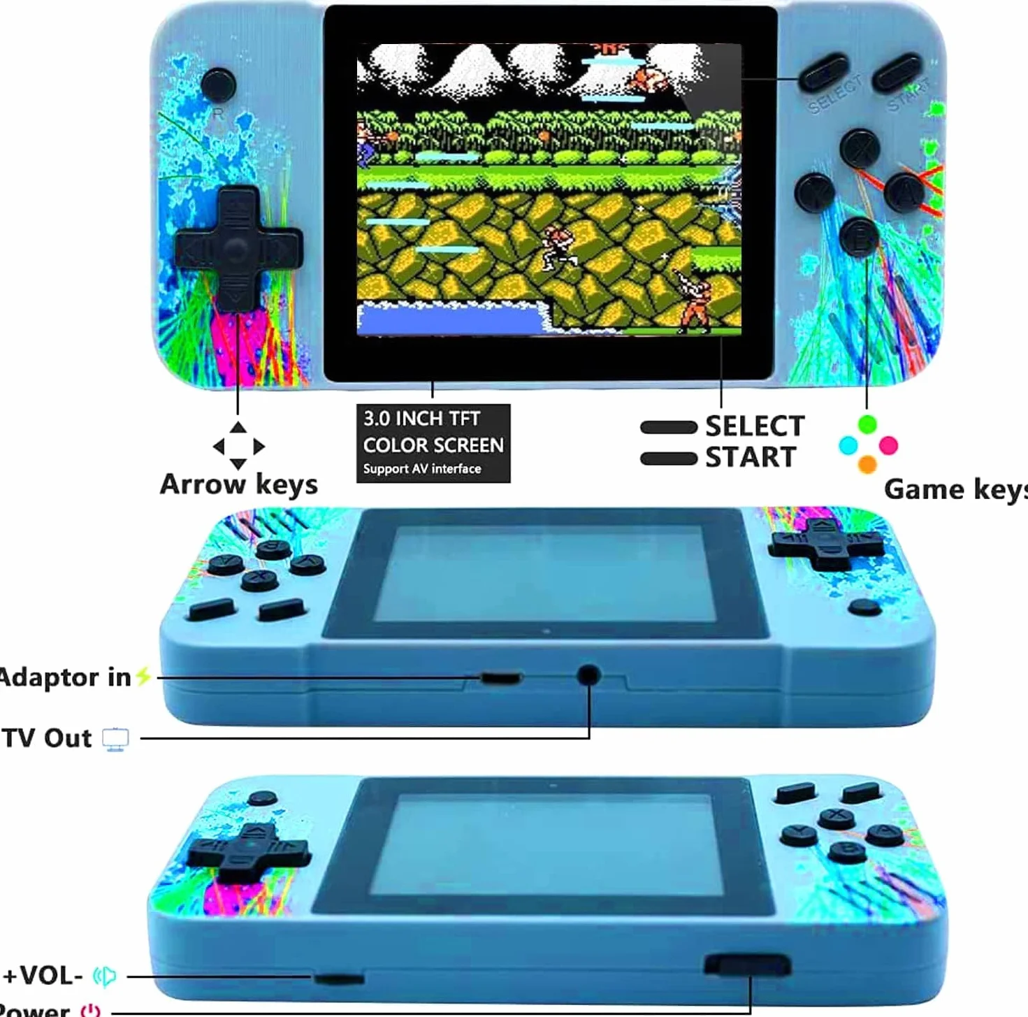 GameBoy Mini Game Console, Supporta 2 Giocatori e si Collega Alla TV, Precaricato con 800 Giochi Classici, Schermo LCD da 3,5 Pollici, Mini Sala Giochi, Regalo per Ragazzi e Ragazze