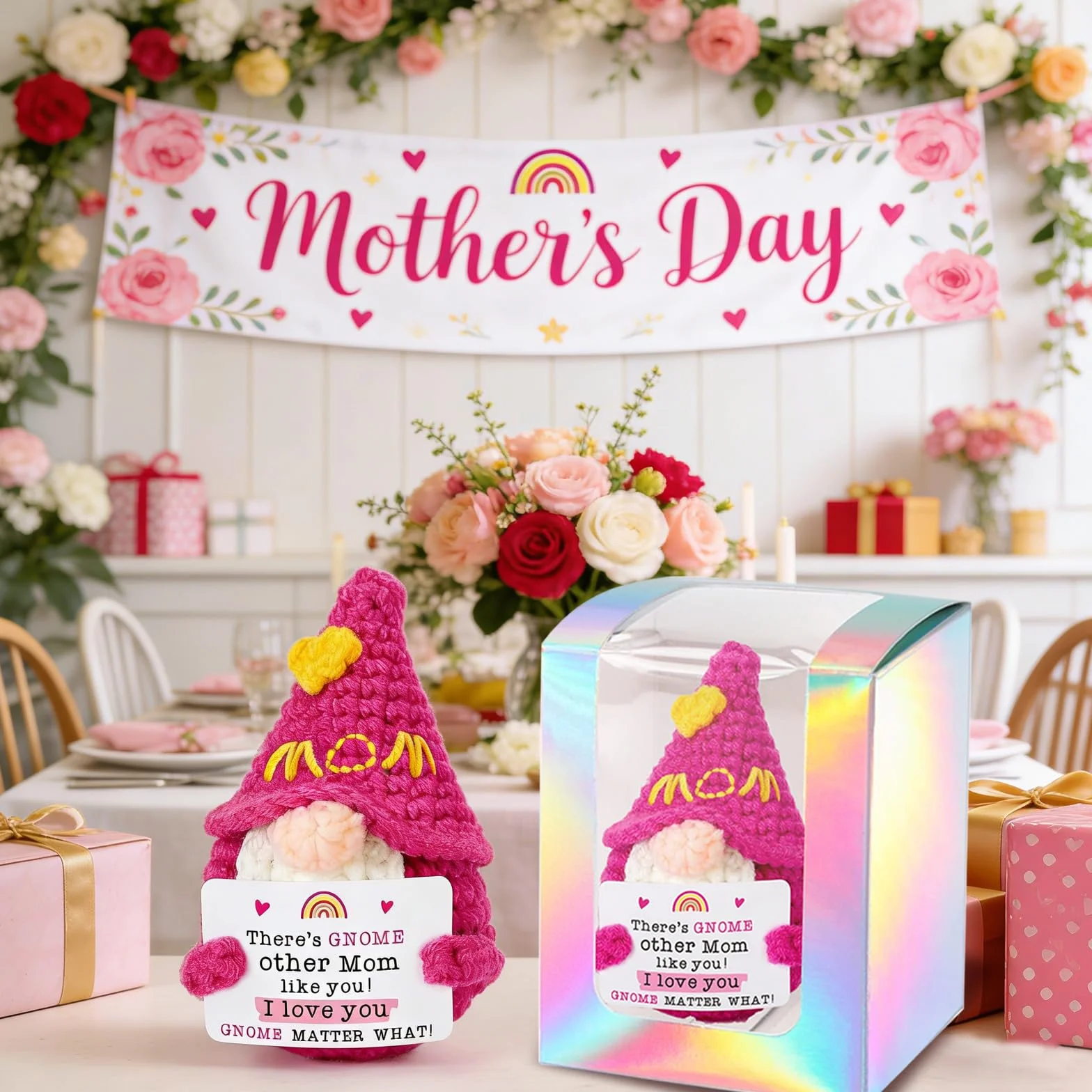 Regalo Motivazionale Maglieria Gnomi di Natale in peluche Regalo per la Festa della Mamma Regalo di Compleanno Decorativo Portafortuna Divertente e Artigianale per Casa e Ufficio