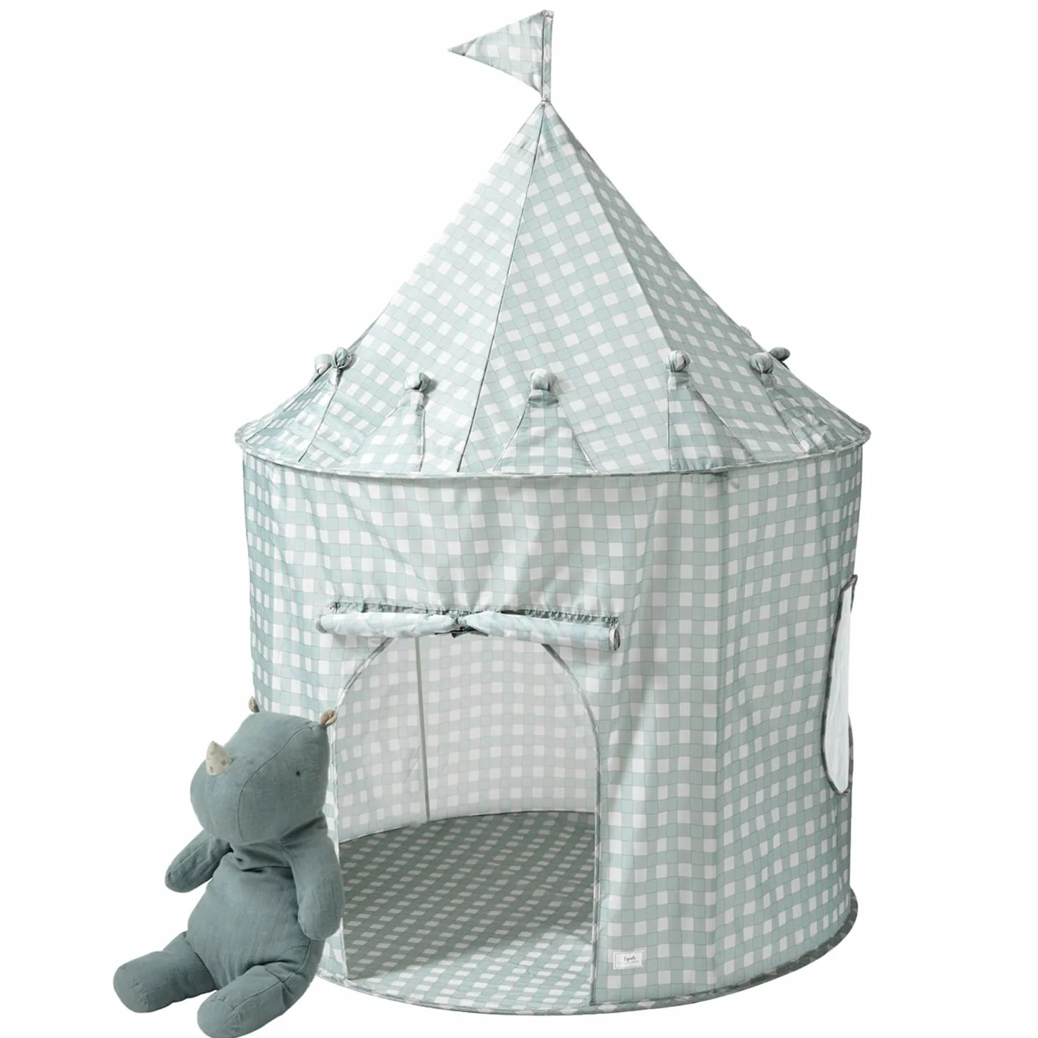 3 Sprouts, Tenda da Gioco per Bambini, Realizzata in Poliestere Riciclato, Ideale per Giocare in Cameretta e in Sala Giochi, Colore Gingham Blu, 100x100x135 cm