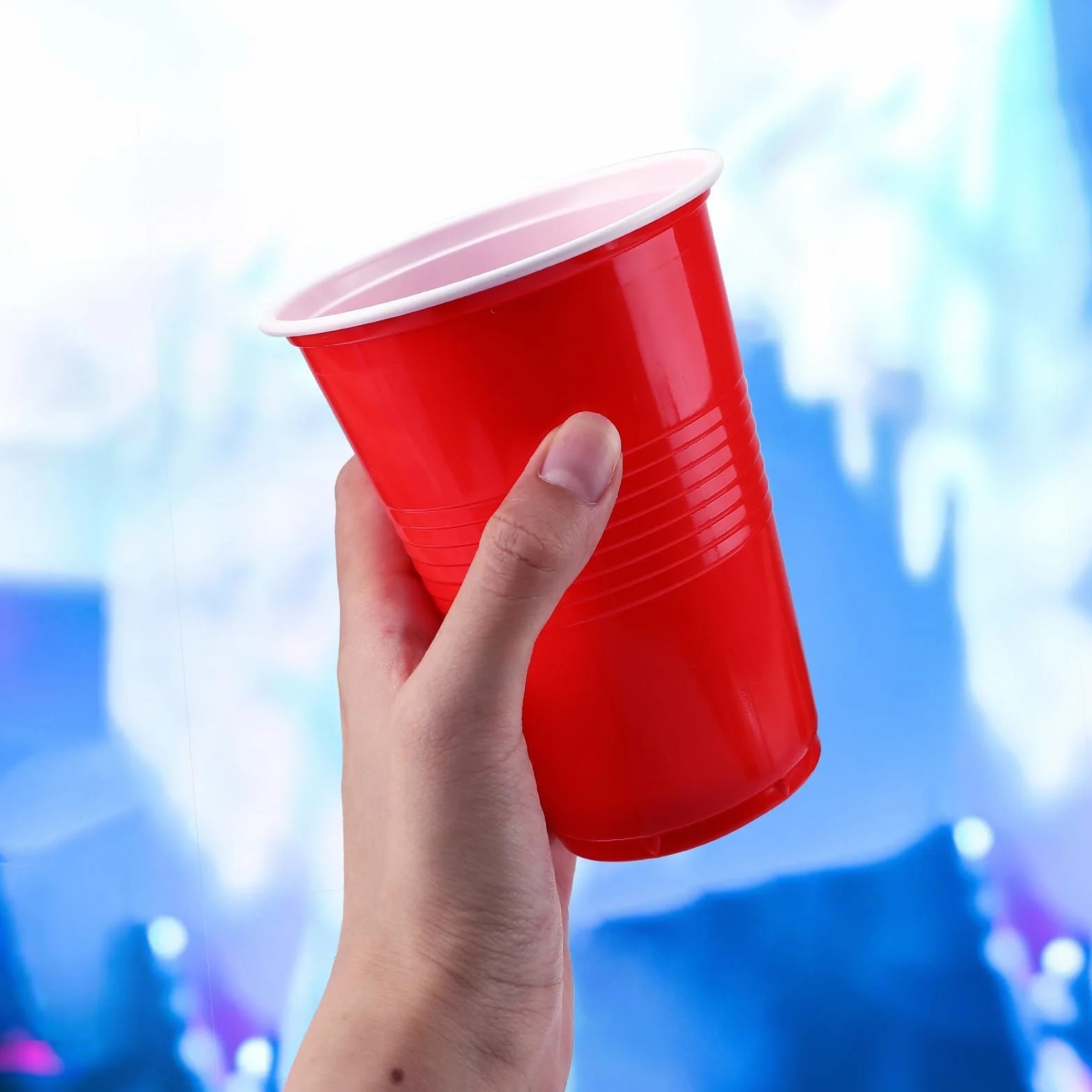 Set di Bicchieri da Birra Pong, 50 Bicchieri Beer Pong(500ml) e 6 Palline da P ing Pong, Bicchieri riutilizzabili, per Giochi di bevute, Feste, Compleanni, Festival, Matrimoni, Campeggio(Rosso)