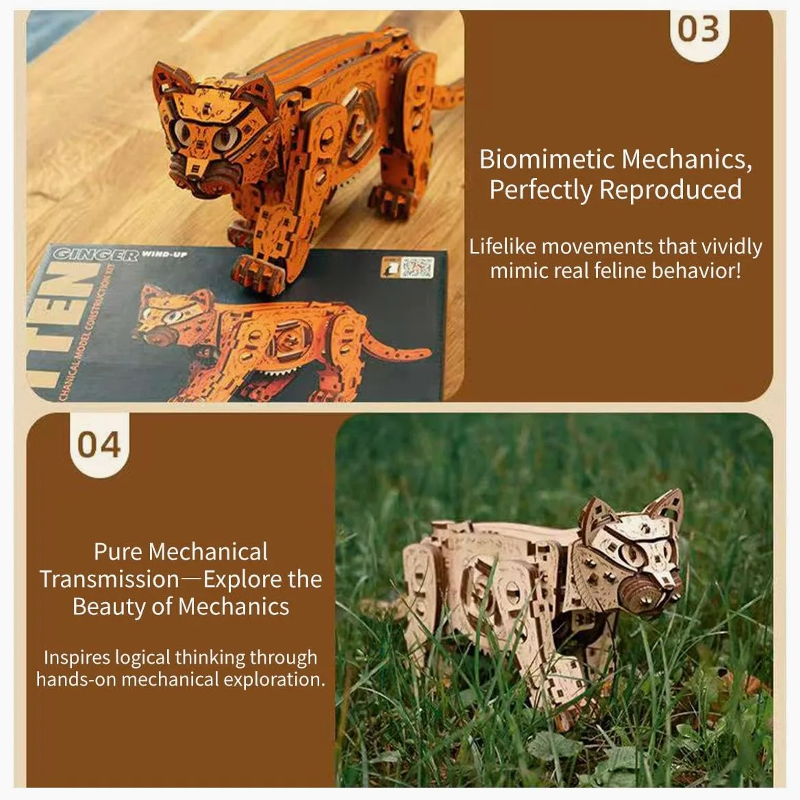 Puzzle in legno 3D per adulti, meccanico con gatto 3D, set da costruzione, 236 pezzi, puzzle in legno per animali domestici, fai da te, modellismo, artigianato in legno, giocattolo regalo