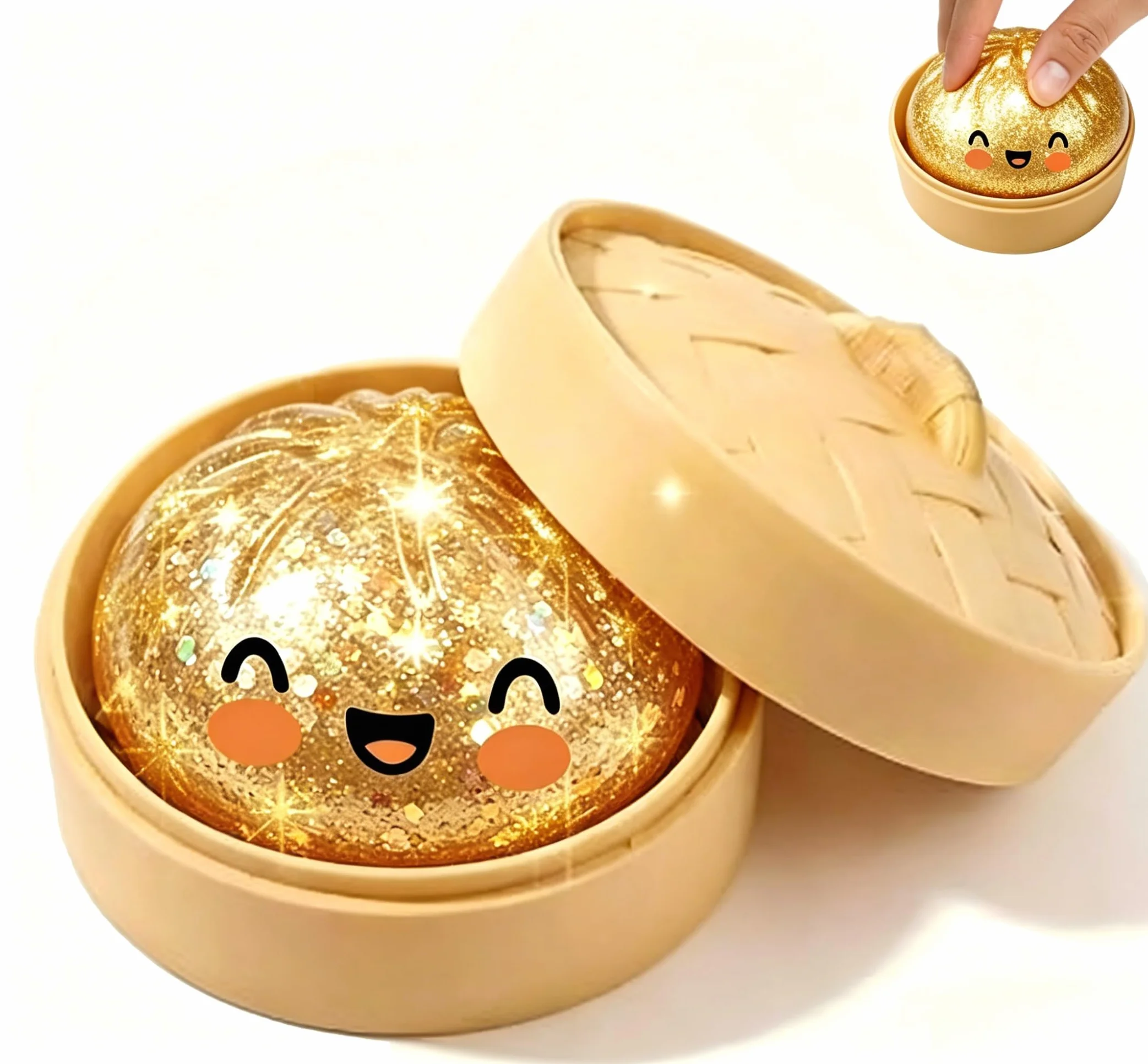 Giant Dumpling Squishy Mystery Bao Bun Antistress Giocattolo Dorato