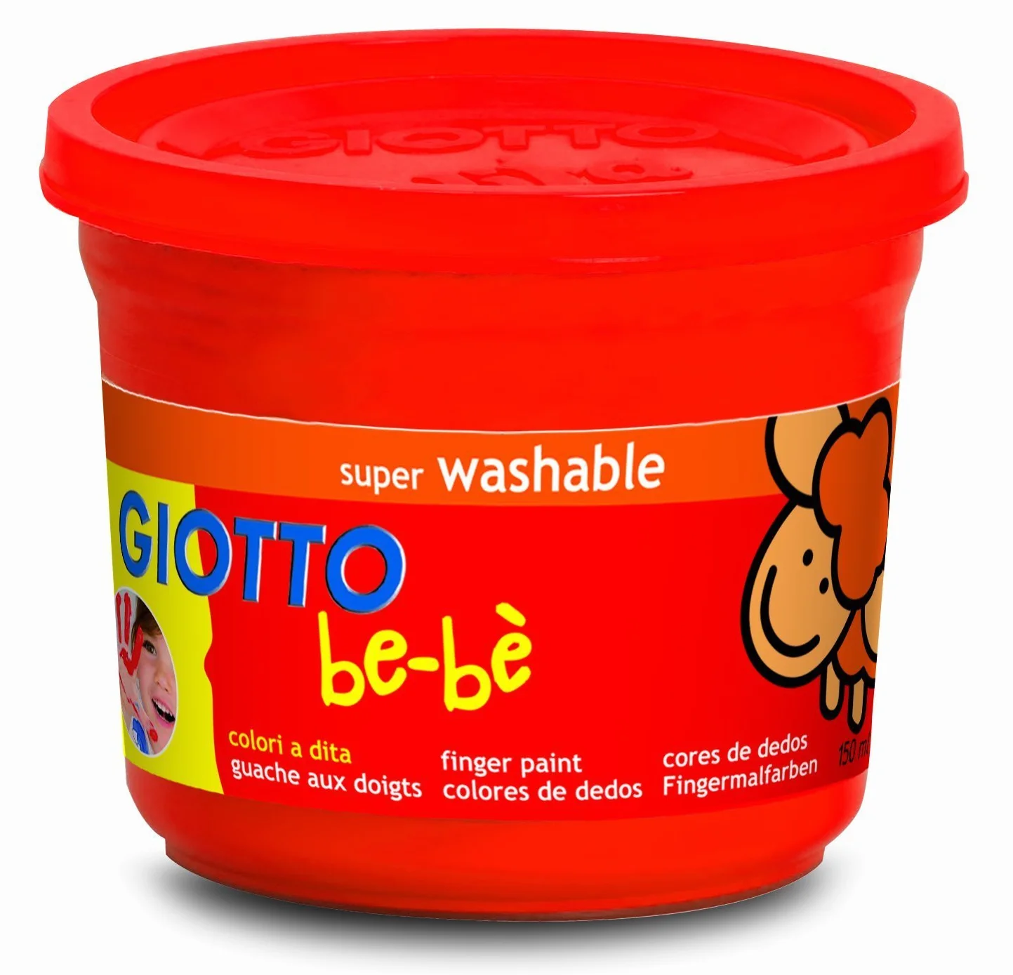 GIOTTO BEBE' - Confezione Da 4 Barattoli Di Colori A Dita, 150 ml, Super Lavabili