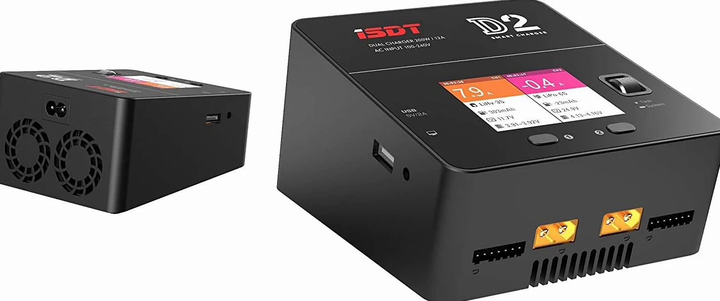 ISDT D2 Mark 2 200 W 12 A Alimentatore di rete Lipo Batteria Equilibratore AC DC Dual per modelli Rc 1-6S Li-ion Life NiCd NiMH LiHV PB