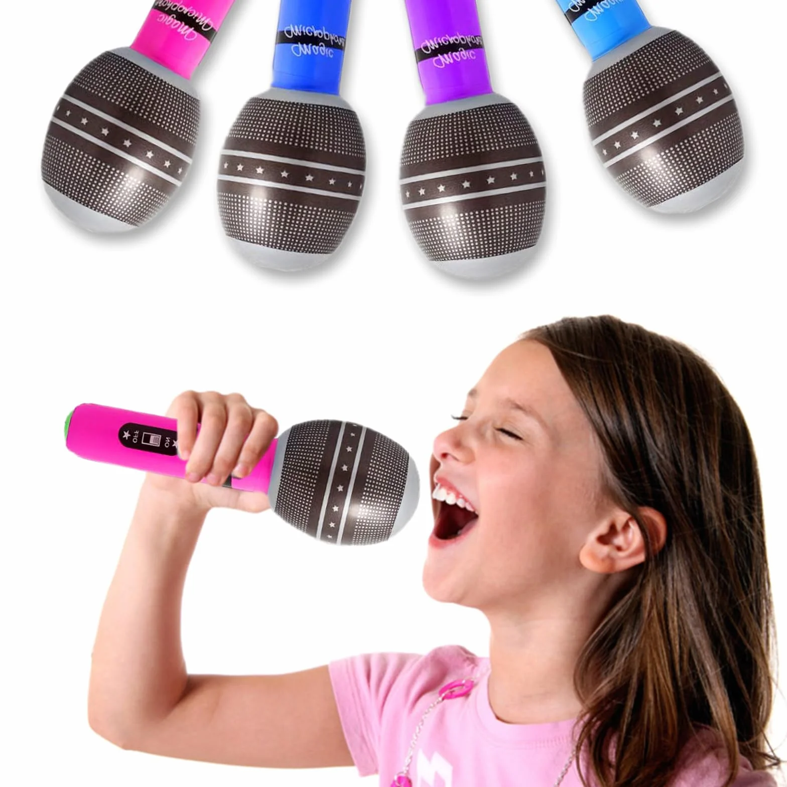 Microfono Gonfiabile Gadget per Feste, 12 Pezzi Gonfiabili Rock Star Giocattolo, Accessori Decorazione Festa