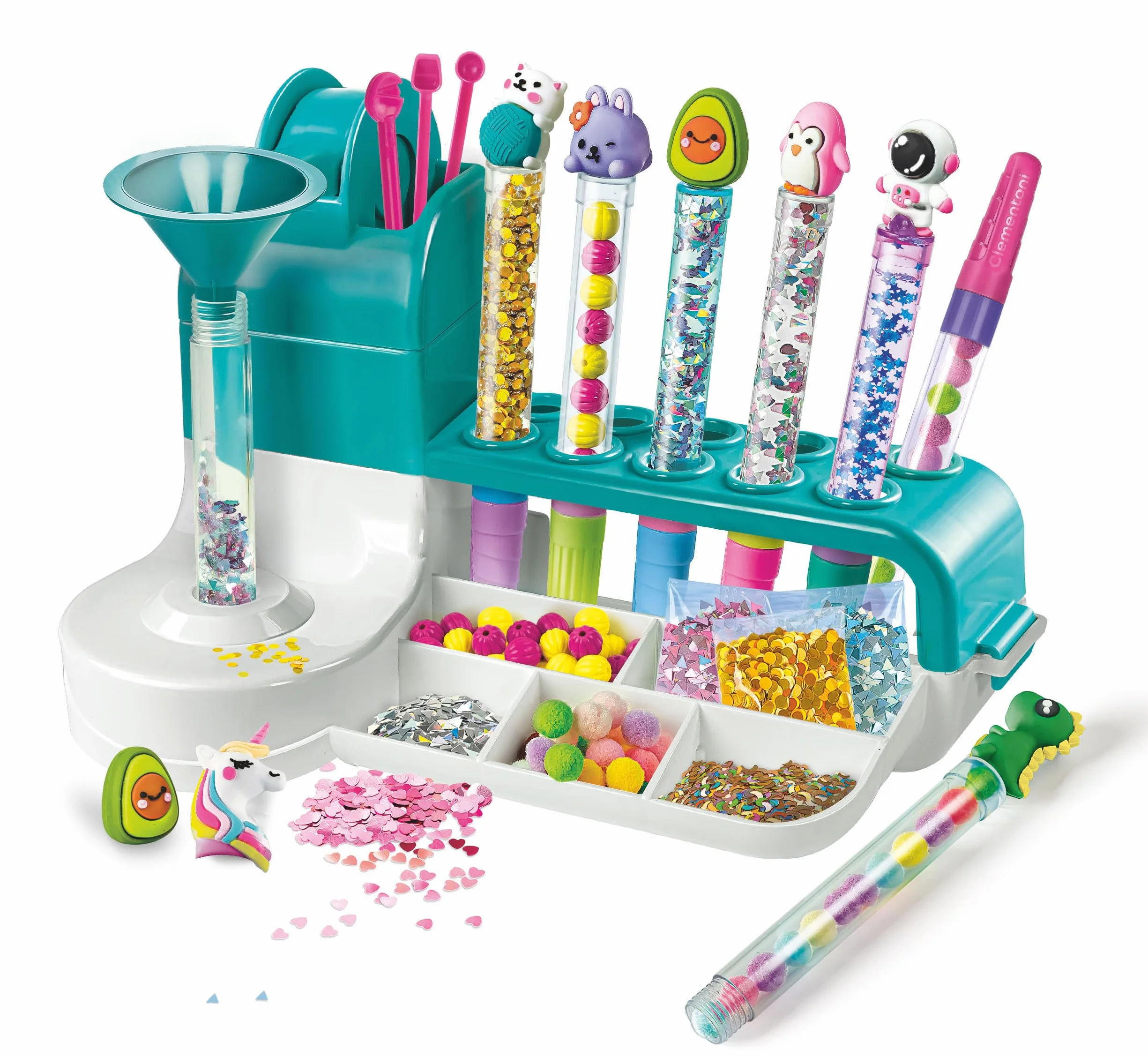 Clementoni Laboratorio delle Penne Personalizzate, Kit Creativo per Bambini 6+ Anni, 50+ Accessori