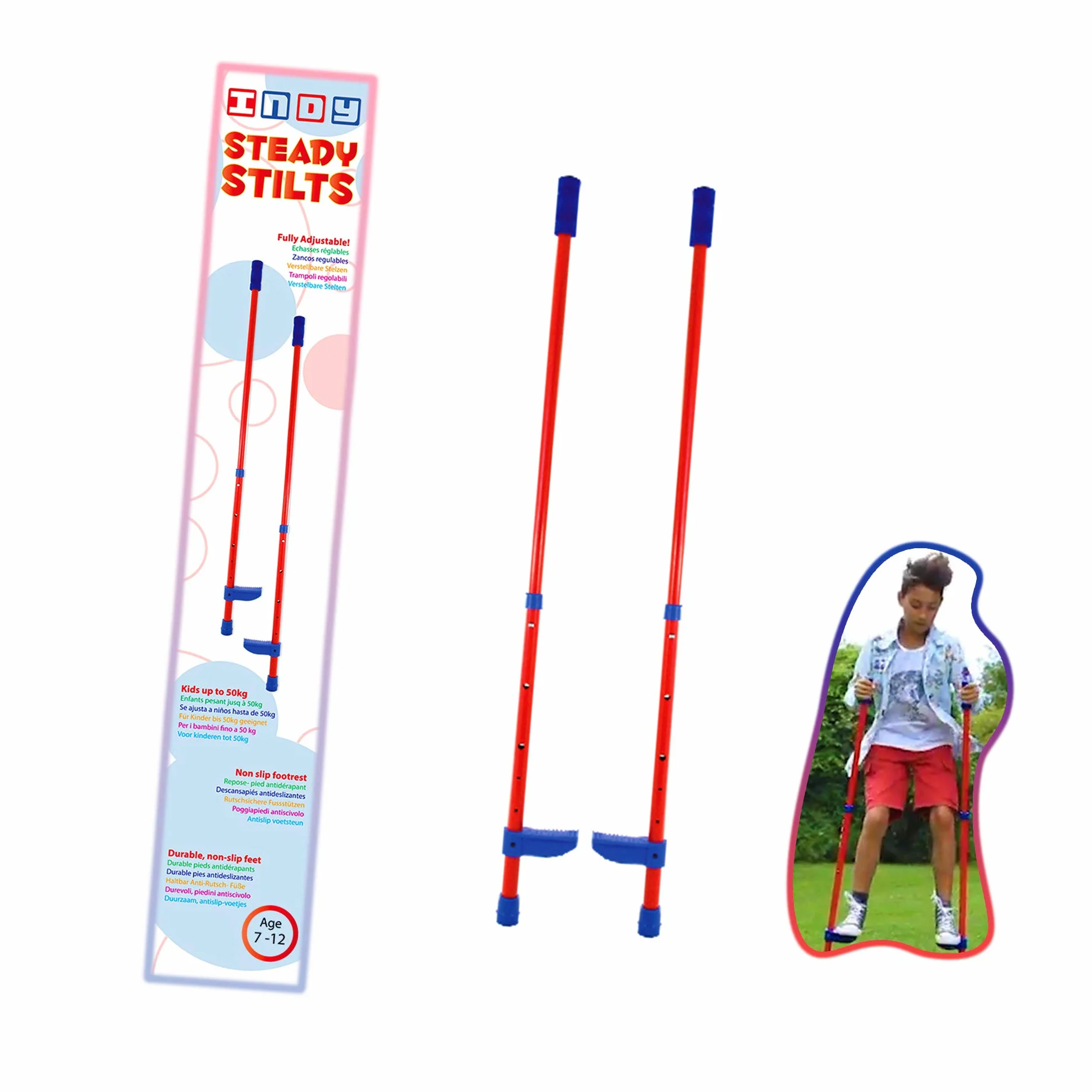 Indy Steady Trampoli | Trampoli per bambini completamente regolabili, tenuti in mano e antiscivolo