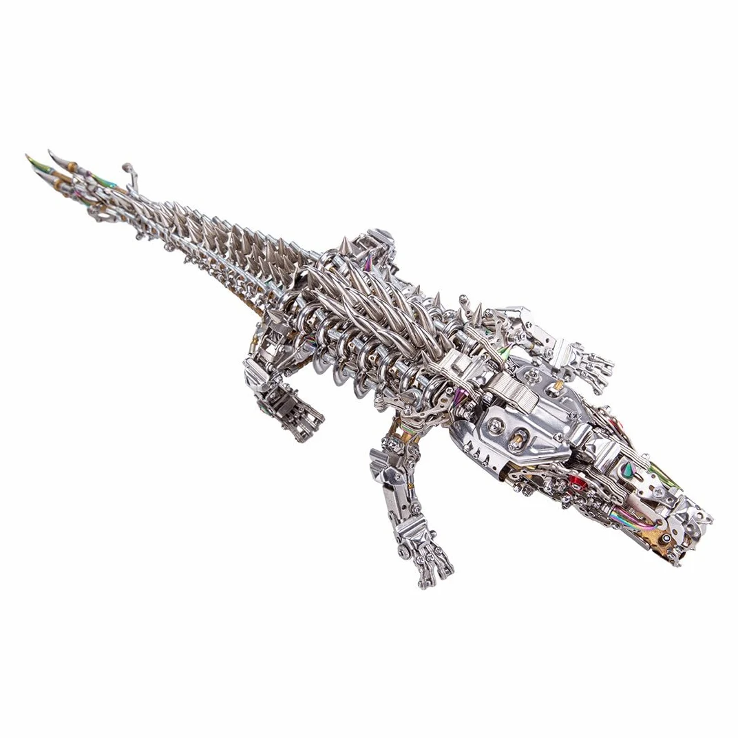 Peiro Puzzle in metallo 3D, con coccodrillo 3D, set di puzzle 3D, 1500 pezzi, set di puzzle a coccodrillo, set di puzzle 3D, in metallo, per adulti e bambini, argento