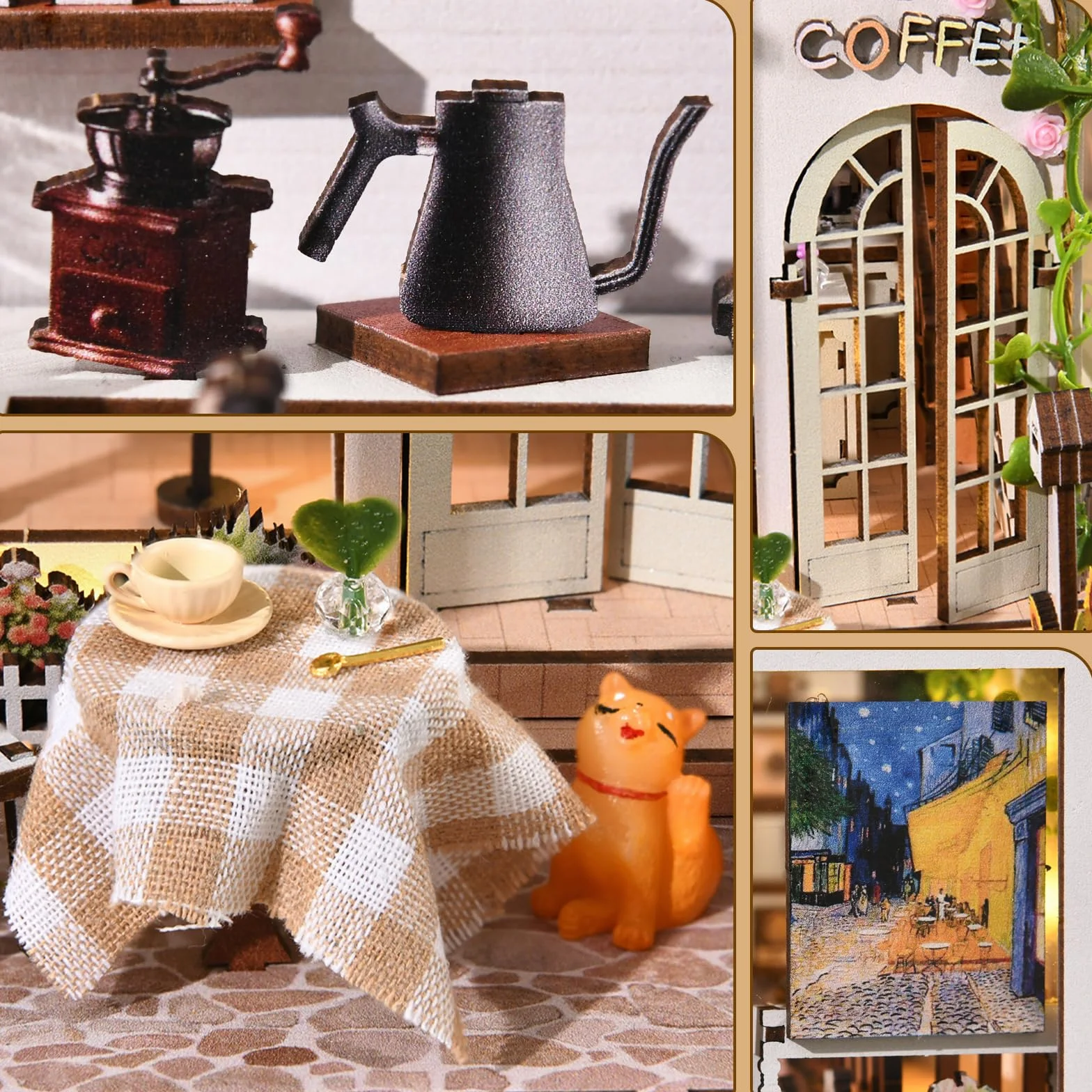 Kit Book Nook, Puzzle 3D in Legno Fai-da-te Fermalibri Book Nook Miniatura Casa delle Bambole per Decorazione Libreria, Kit Modello DIY Inserto Booknook Vicolo per Adulti e Adolescenti