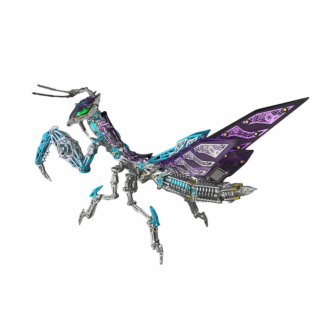 Kit di modelli di puzzle in metallo 3D, kit modello di assemblaggio mantide viola in preghiera da 1000 pezzi, puzzle meccanico in metallo puzzle puzzle in metallo
