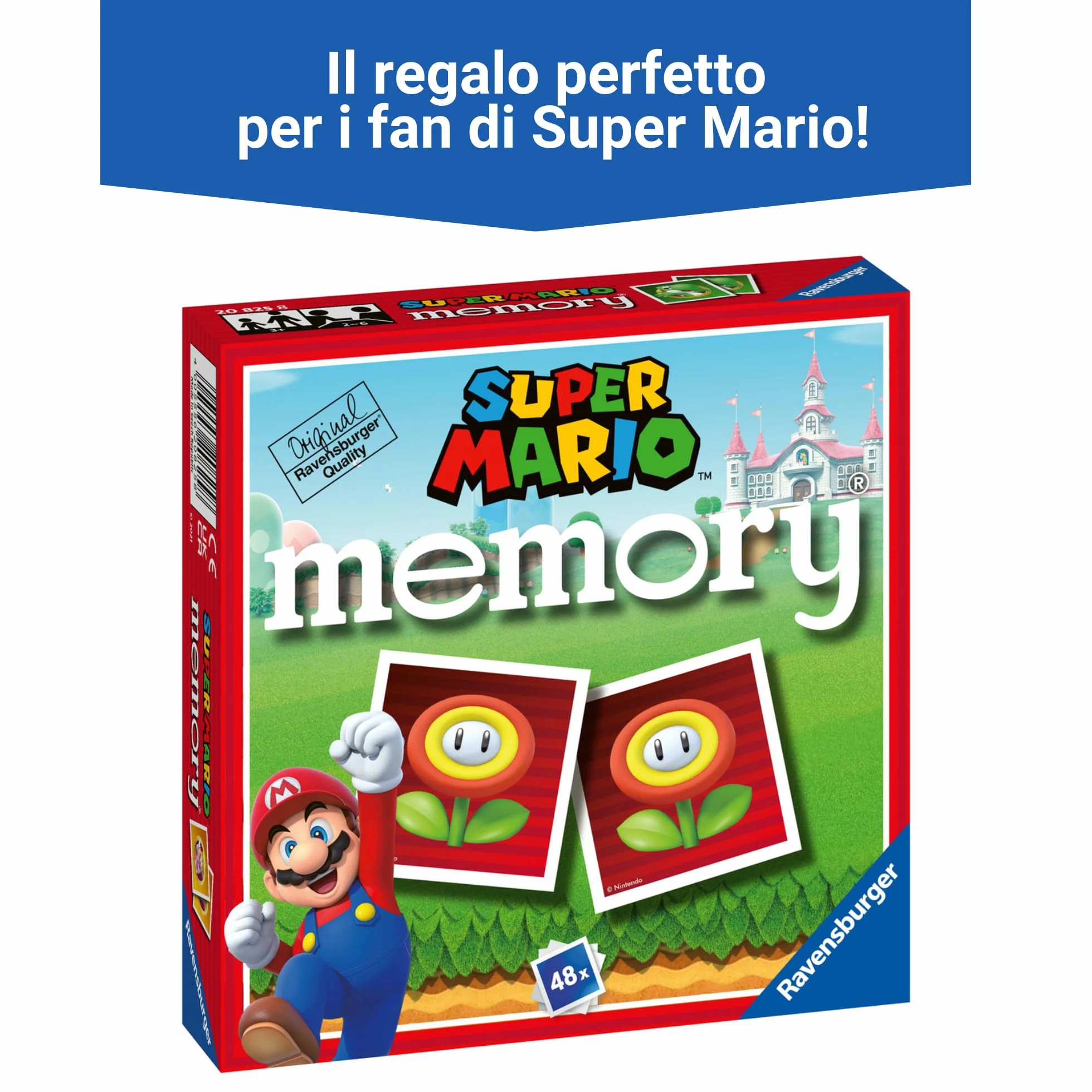 Ravensburger - Super Mario Mini Memory | Gioco Bambino 3 Anni | Memory Gioco per Bambino | 48 Carte Di Supermario | Regalo Bambino 3 Anni o Piu | Mario Bros | 2-6 Giocatori