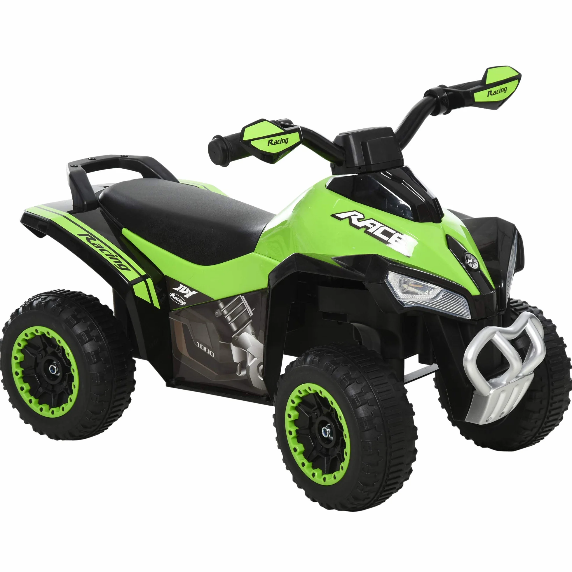 HOMCOM Mini Quad per Bambini 18-36 Mesi, PP e Metallo, Spinta Manuale, Musiche, Fari, 67.5x38x44cm, Verde
