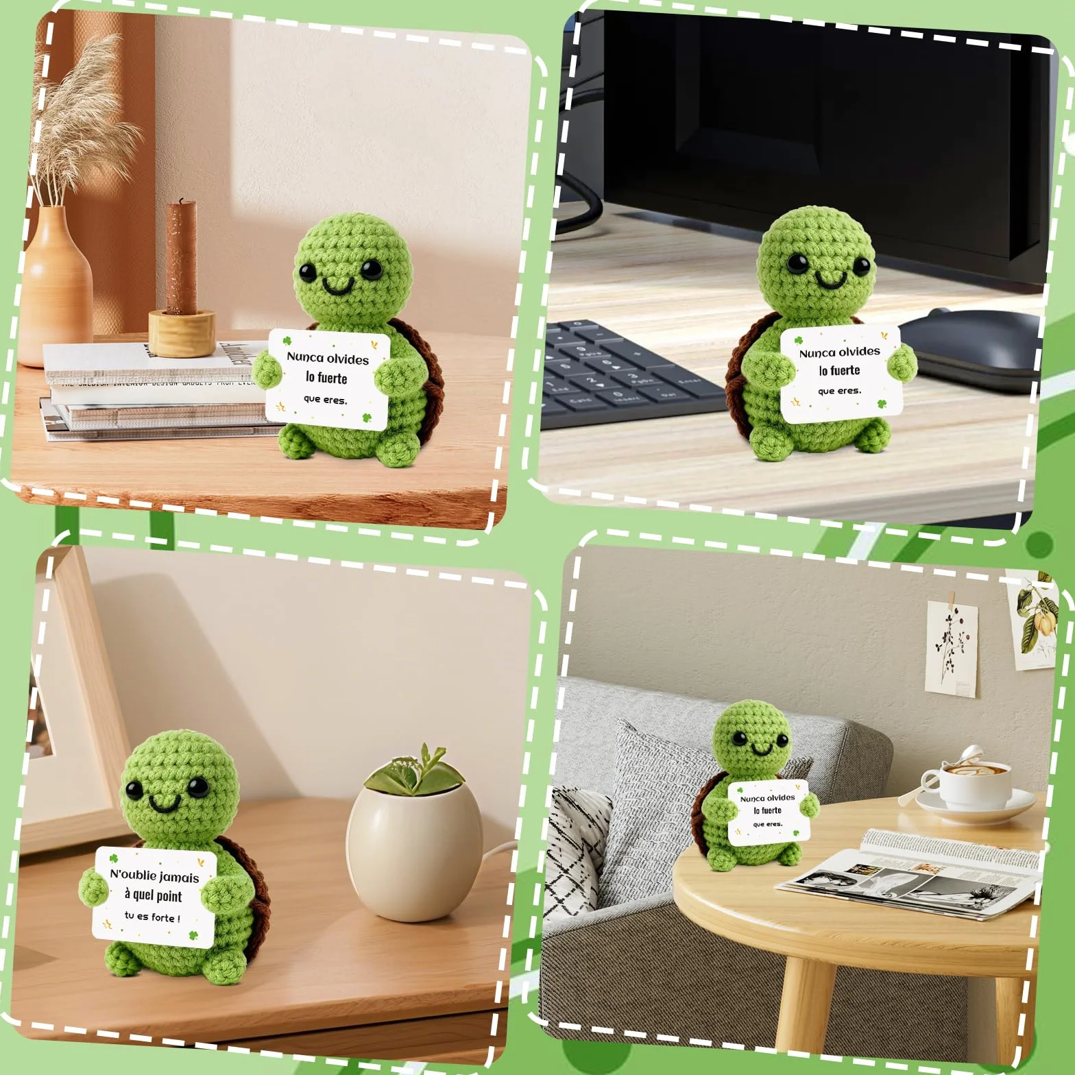 Tartaruga Portafortuna Fatta a Mano con Messaggi Ispiratori - Peluche Morbido con Frasi Motivazionali in Italiano, Regalo Originale per Amiche, Compleanni e Lauree (Tartatata)