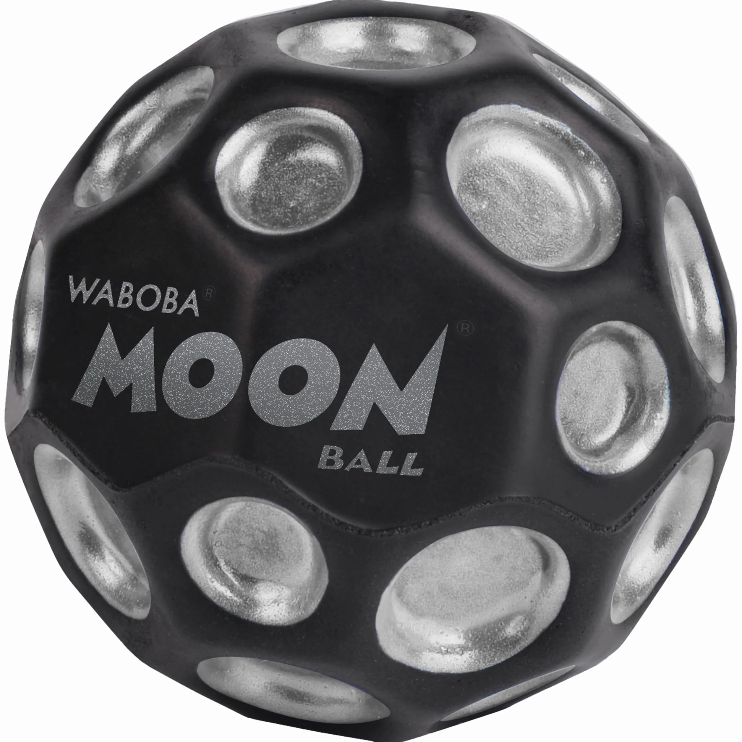 Waboba The Original Moon Ball - Palla rimbalzante per tutte le età, estremamente rimbalzante e divertente, perfetta per giochi attivi e giochi all'aperto, colore: nero/argento