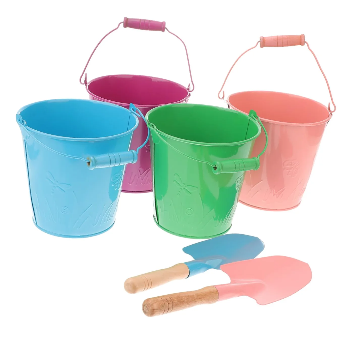 Secchiello Mare 6pezzi in Ferro con Manico, Giocattolo Creativo | Paletta Inclusa, per Bambini e Bambini Piccoli, Vacanze Estive, Gioco da Spiaggia Colore Casuale