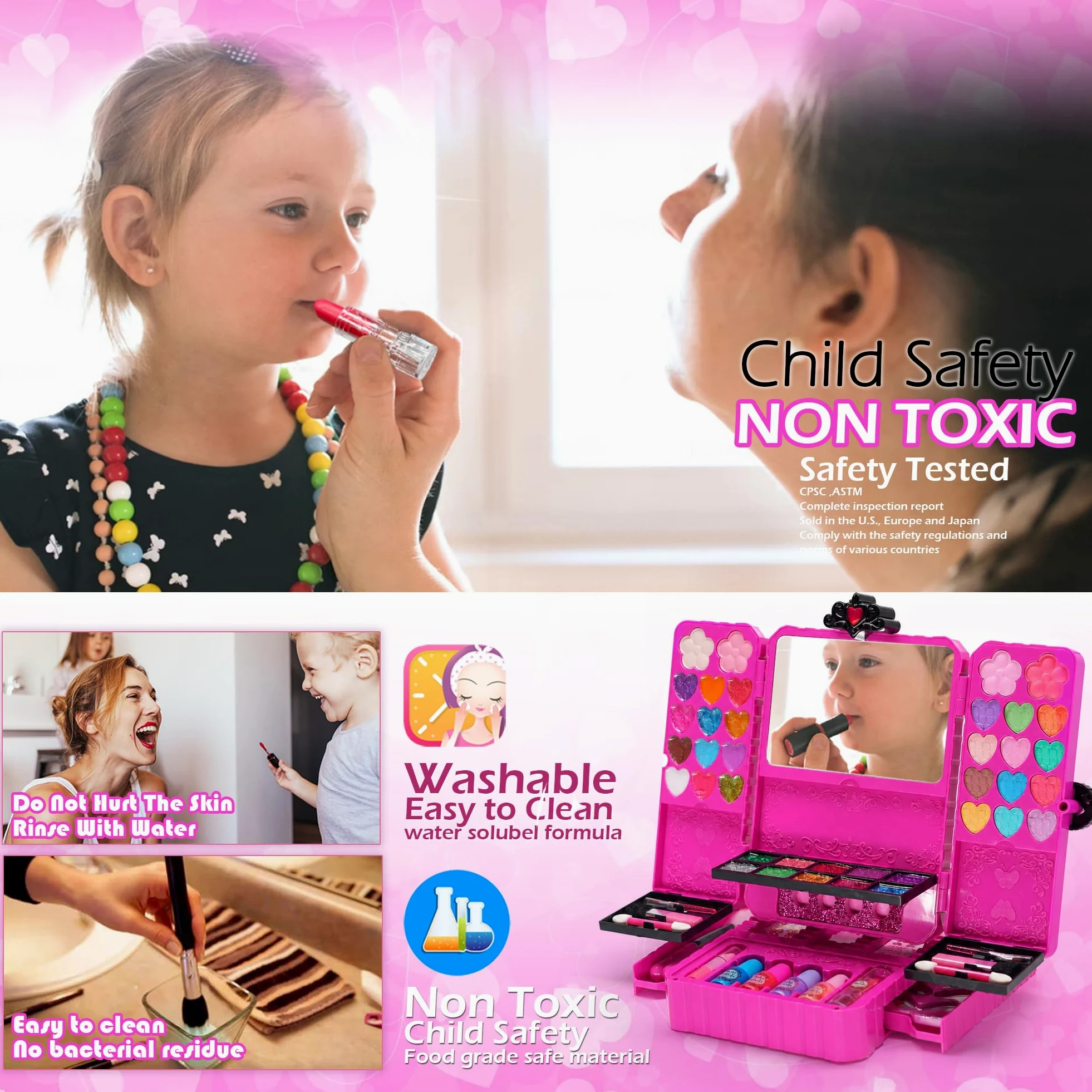 Set per il trucco per bambini, set di stencil e accessori, lavabile, ideale per carnevale, Halloween e compleanni dei bambini