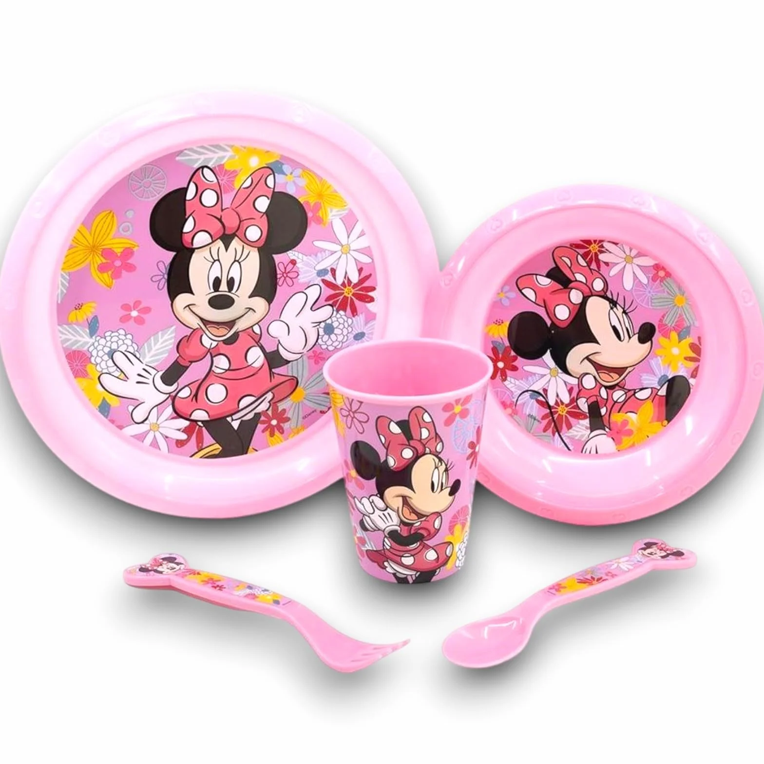 KORAT Uovo di Pasqua Sorpresa Gigante Bambina h. 40cm PASQUALONE Sorpresone Set stoviglie e Posate per Bambini Porta Pranzo infrangibile Resistente Kit Pappa Piatti Rosa (Per Minnie)