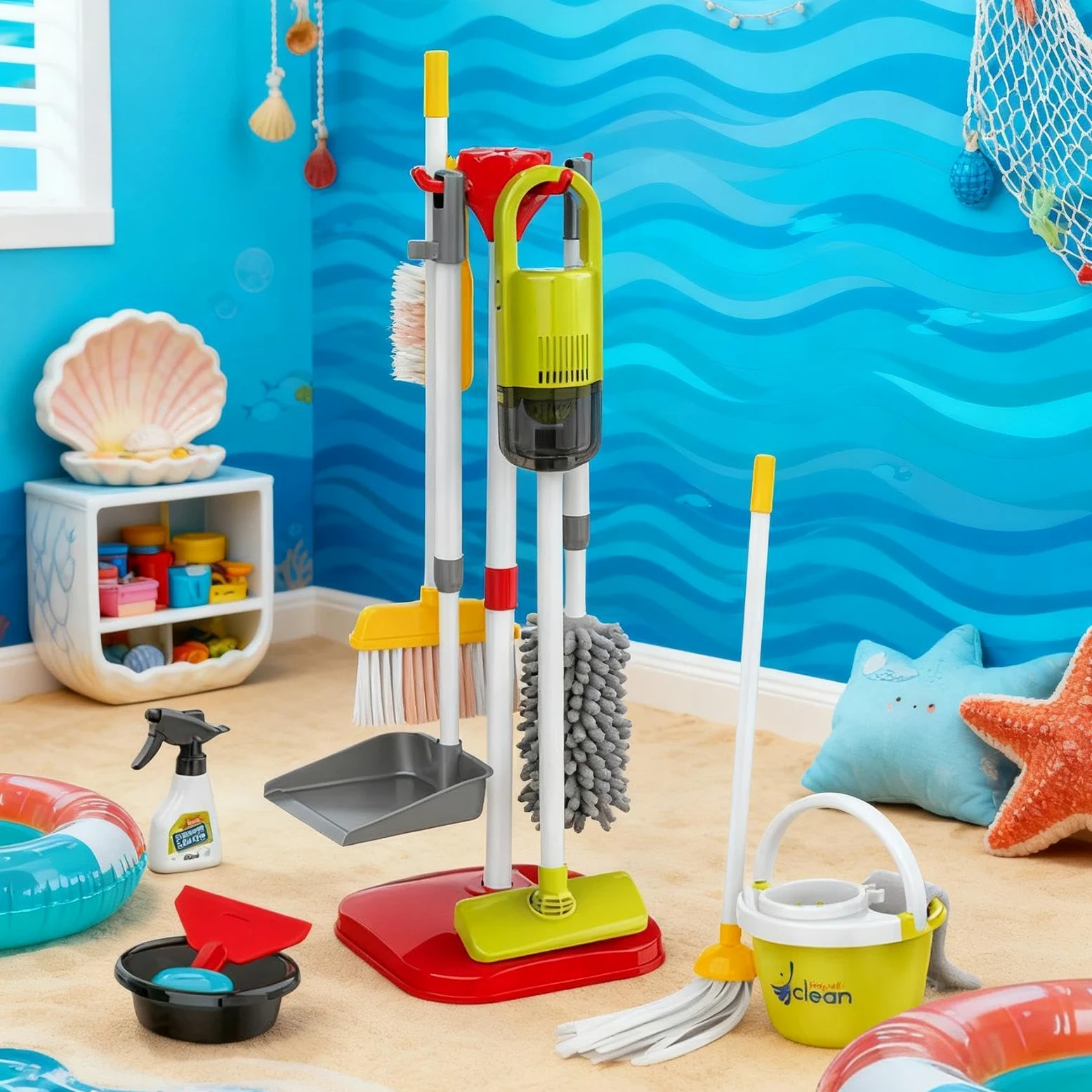 Set Giocattolo Di Pulizia Per Bambini Forniture per Educativo | Aspirapolvere Giocattolo Per Bambini in Età Prescolare per Apprendimento Precoce e in Casa per Famiglia e Pulizie per