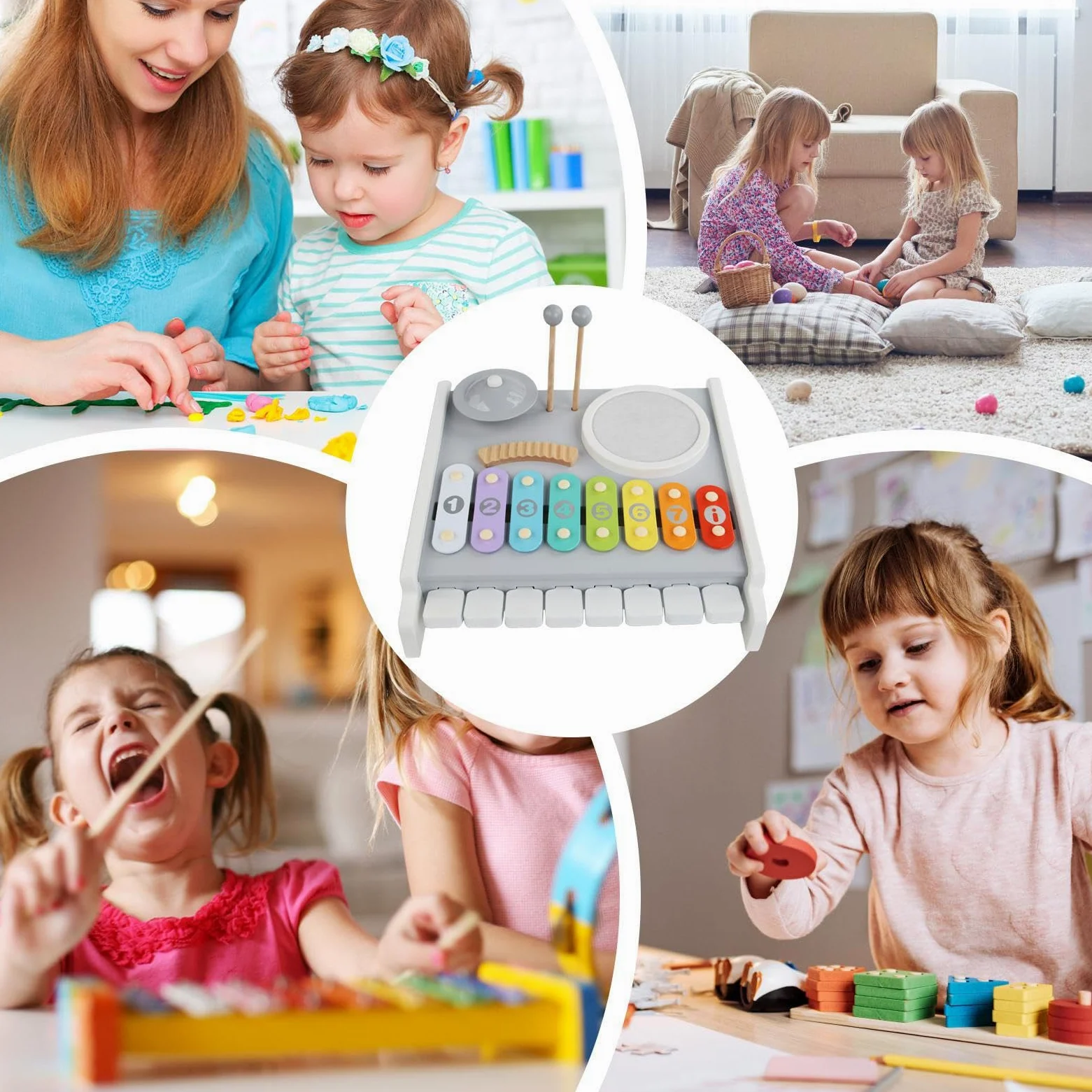 Baby,Multifunzionale In Legno Divertente - Set di Tamburi per e Strumento Musicale - Per Casa Asilo Scuola Materna Aula Compleanno Natale Ragazzi Ragazze