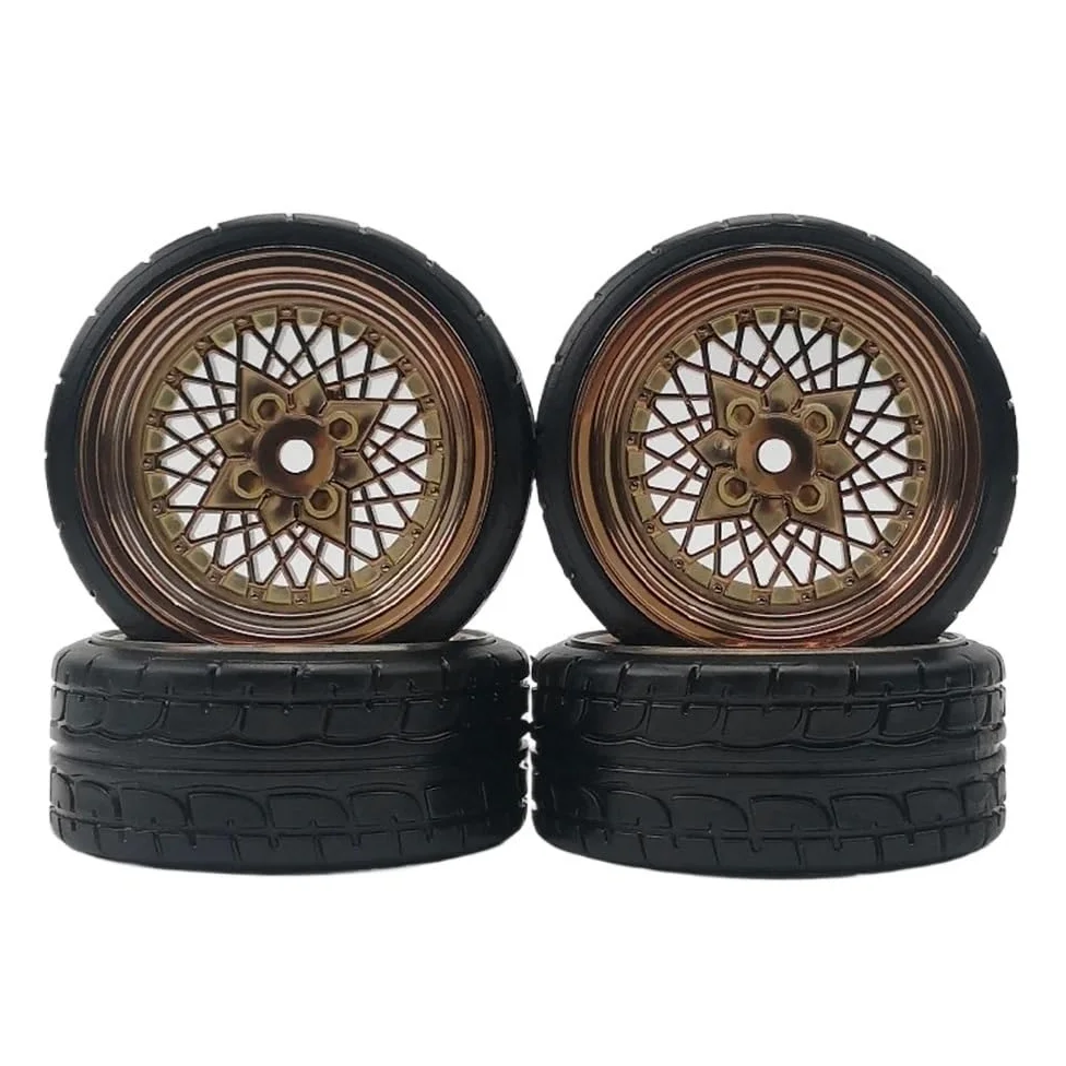 Cerchioni in plastica con offset in scala 1/10 da 4 pezzi 3mm con pneumatici per modelli Drift e Touring di auto RC compatibili con veicoli simili