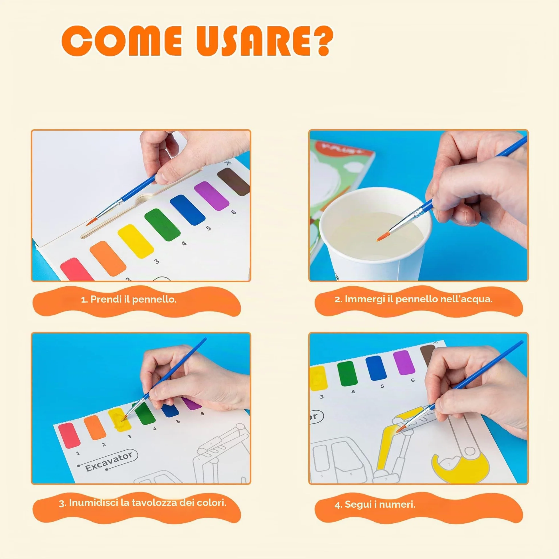YPLUS Dipingi con Libri ad Acqua per Bambini Piccoli， Carta per Pittura ad Acquerello per Bambini 1-4 Anni， Regalo Artistico con Pennello Inclusi - 3 Libri