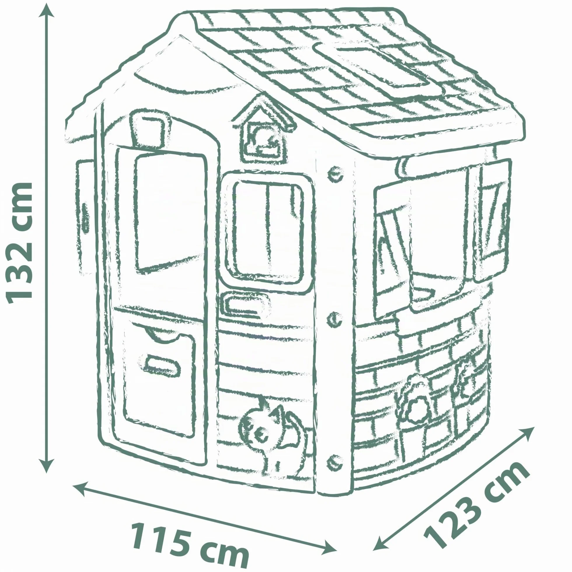 Smoby Life - Casetta Jura Lodge, misure 115 x 123 x 132 cm, con il 54% di plastica riciclata, dai 2 anni, 7600810504