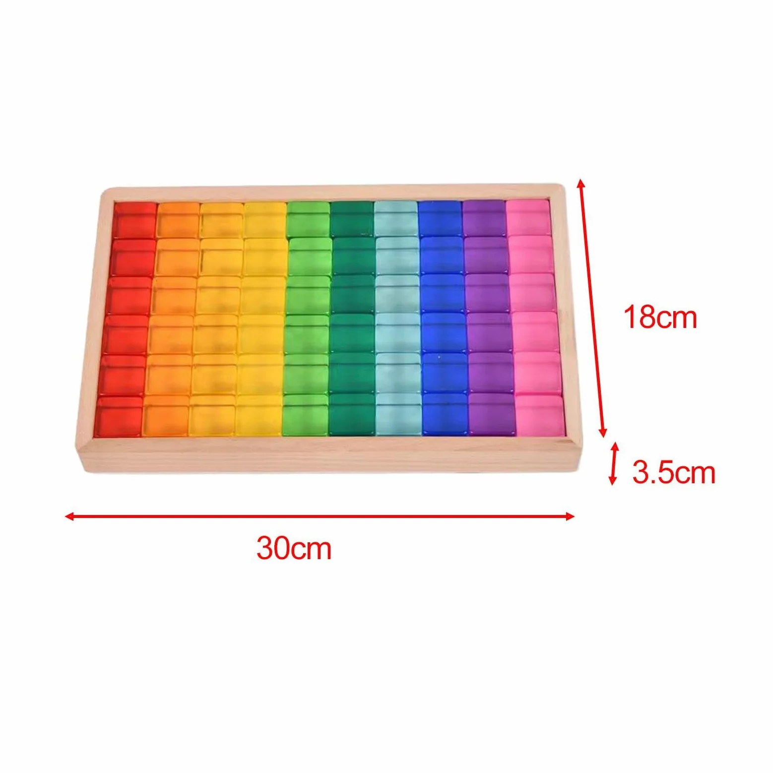 Set di Blocchi da Costruzione Arcobaleno, Giocattoli Didattici con Scatola di Legno, Giocattolo Impilabile, Cubi in Resina per Bambini Piccoli, Regalo