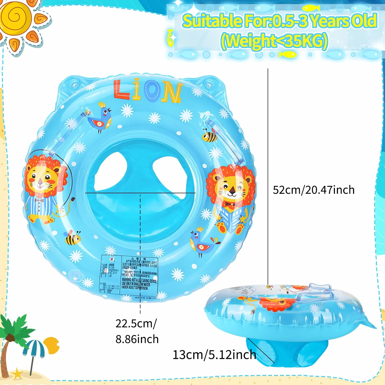 Anello di Nuoto Bambini, Bambino Salvagente con Mutandina, Baby Float Salvagente Gonfiabile Giocattoli Galleggianti Regolabile Doppio Airbag Salvagente per Bambini per età 6-36 Mesi