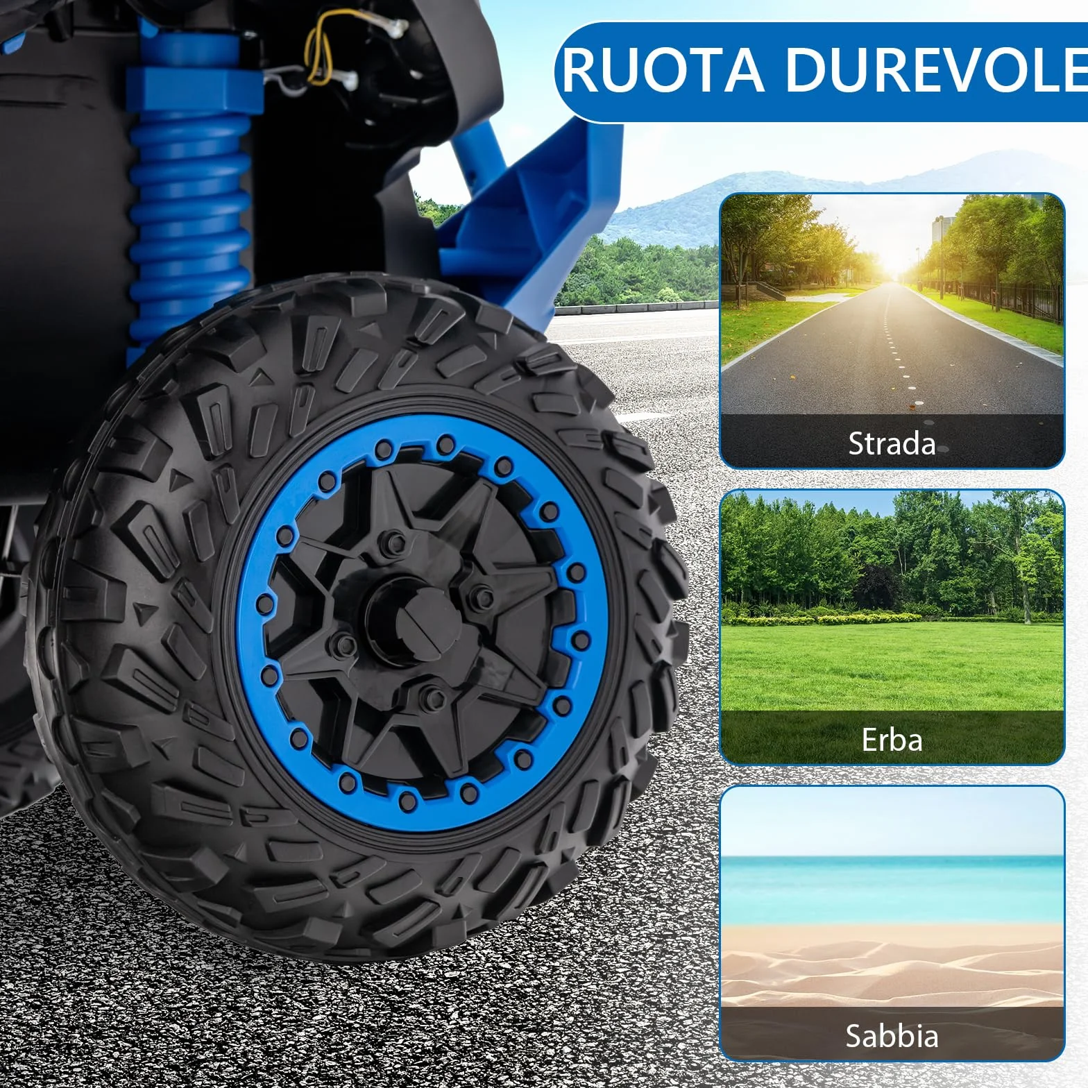 RELAX4LIFE Quad Elettrico per Bambini 3-8 Anni con Velocità Regolabile, Auto a Batteria Multifunzione 12V con Anteriore e Posteriore, Luci a LED, Musica, Pedale, Clacson, Carica 35KG (BLU)