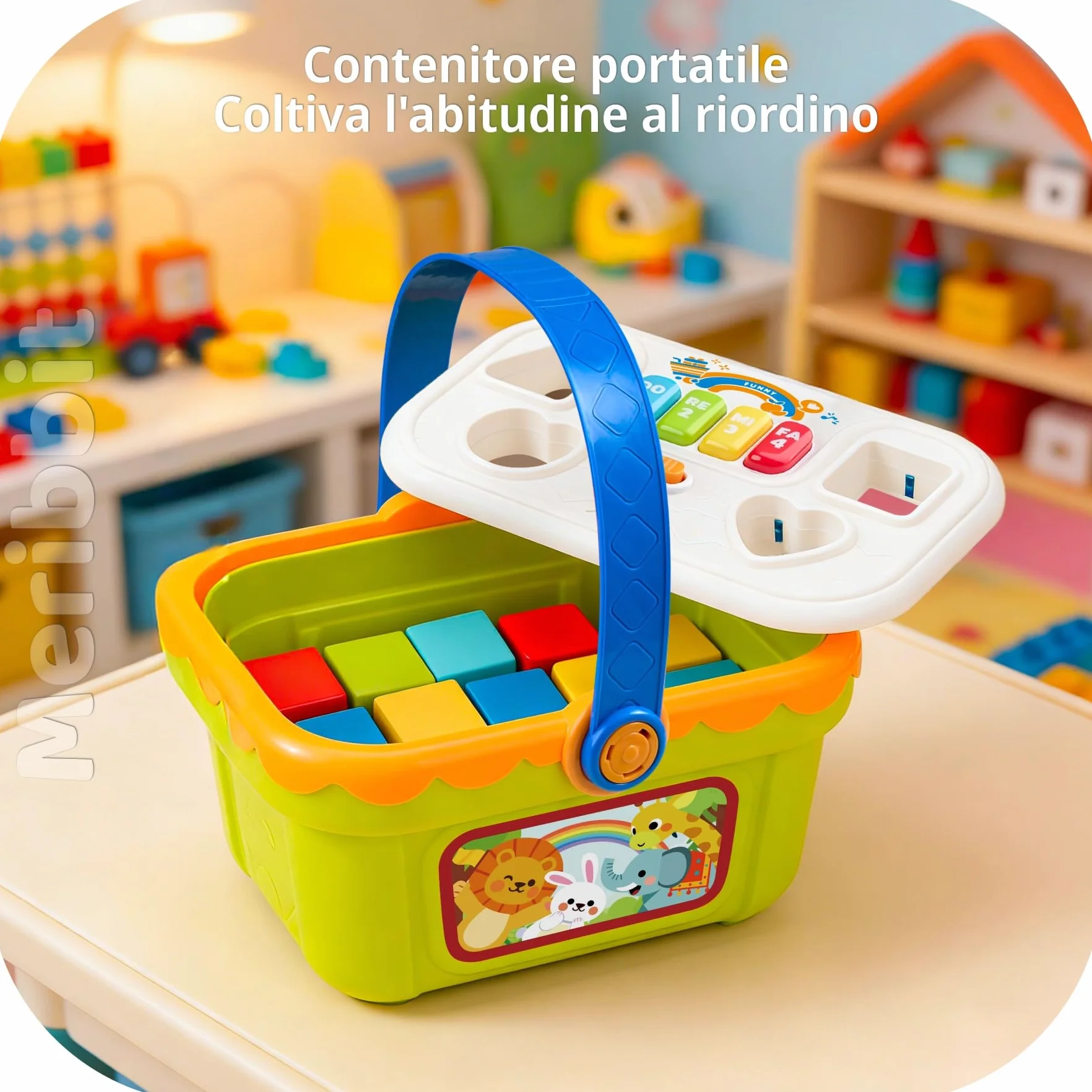 Giocattoli Sensoriali, Scatola Musicale con Forme da Incastro per Bambini 1-3 Anni, Giochi Educativi per 2 Anni con Luci e Pianoforte, Regalo per 1 2 3 Anni