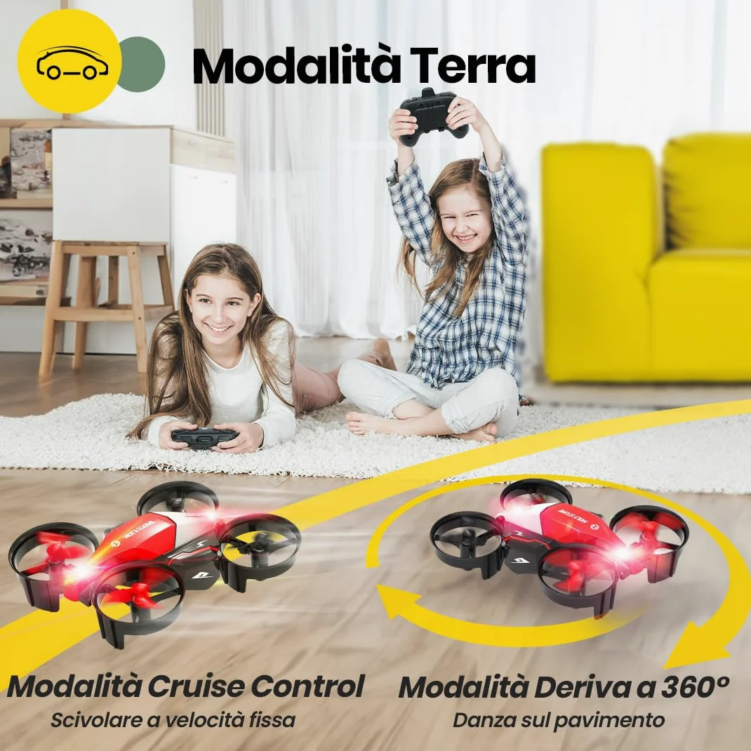 Holy Stone HS210F Mini Drone per Bambini, Drone RC 2 in 1 Terra e Aria | con Mantenimento Altitudine, Flip 3D, 3 Velocità, Protezione Eliche, Facile da Pilotare, Regalo per Bambini