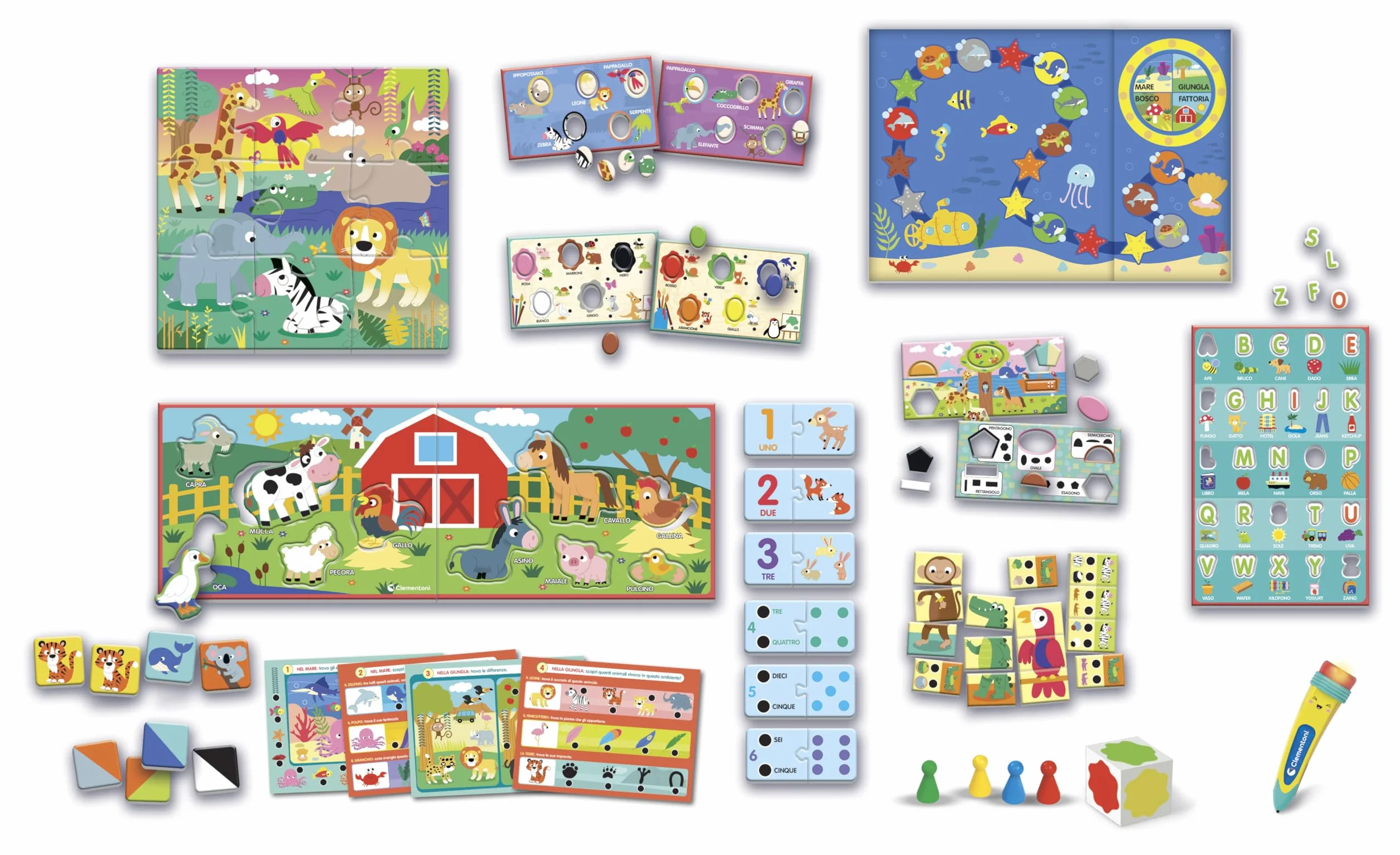 Clementoni Sapientino La Penna Parlante 60 Giochi Gioco Educativo Puzzle Schede Illustrate Imparare Alfabeto Numeri Logica Made in Italy Lingua Italiana Bambini 3-5 Anni