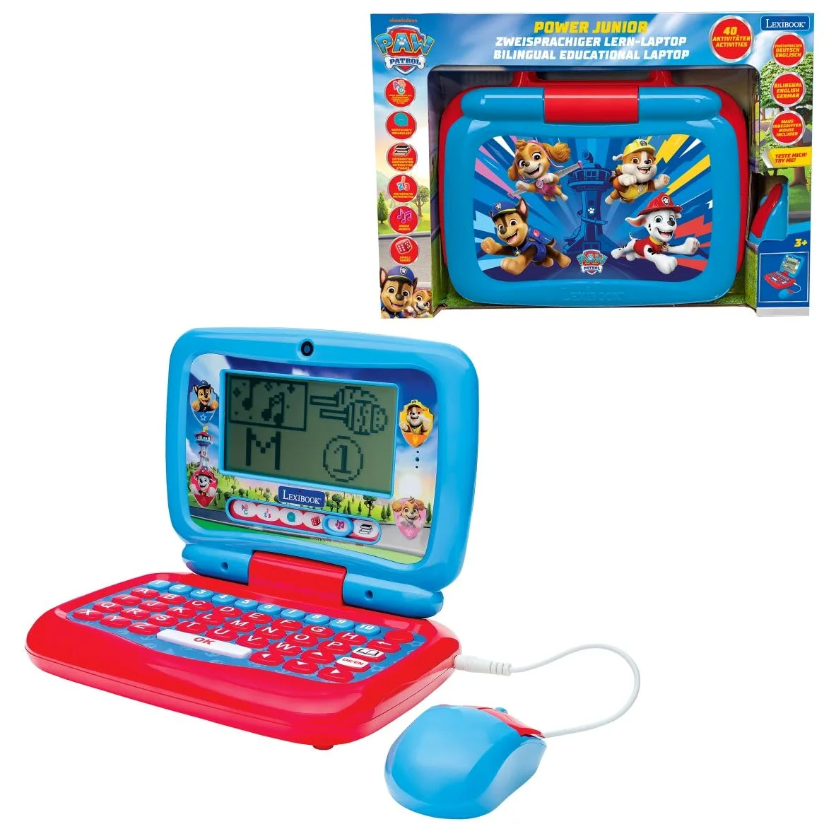 Lexibook, Paw Patrol Bilingual Talking Educational Laptop 40 Attività, Inglese Tedesco, Computer di apprendimento delle lingue, Storie animate, Metodo di lettura, Blu/Rosso, JC398PAi3LXB