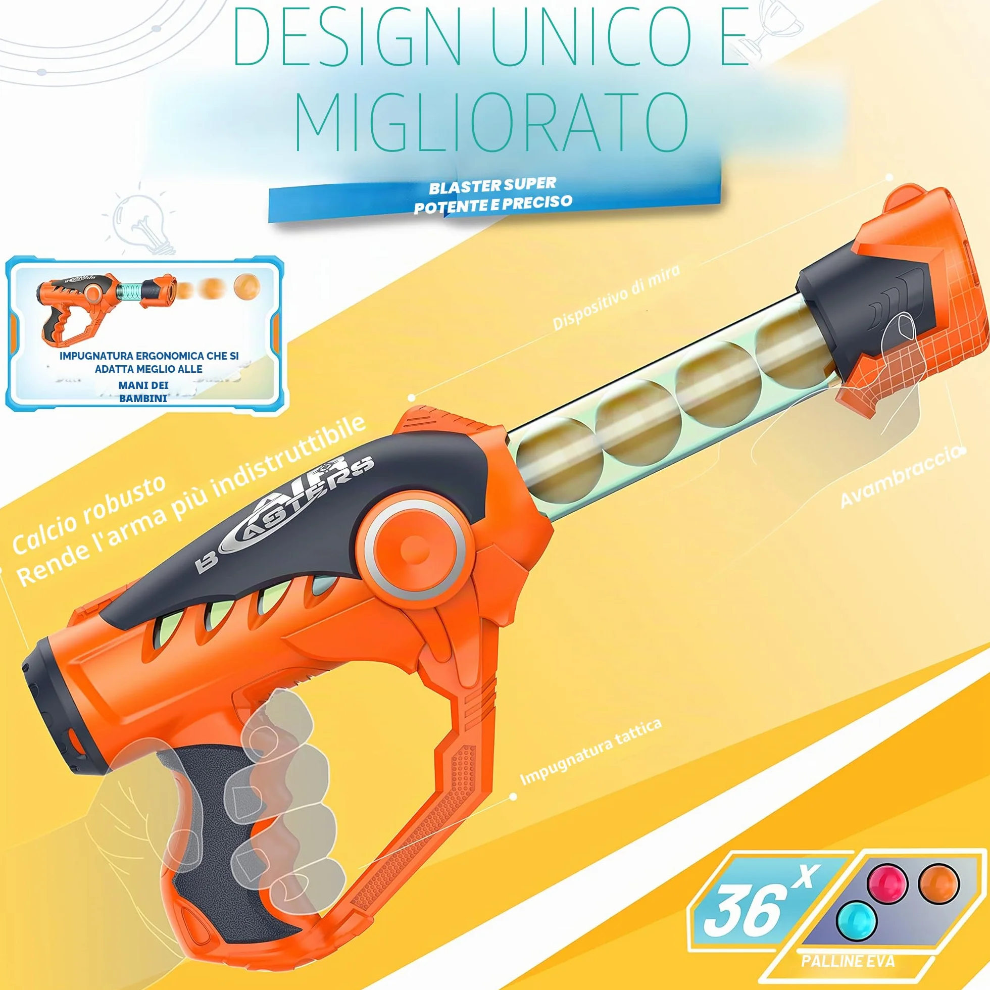 Nerf Compatible VINTOP Giocattoli Tiro 36 Sfere Schiuma 6-10 Anni
