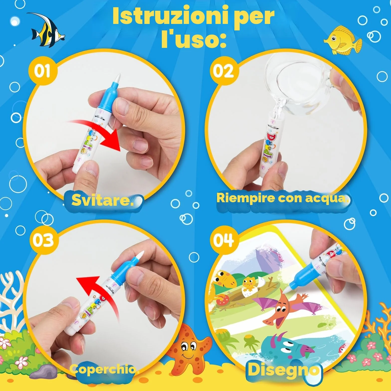 ZMLM 24 Libri da Colorare con acqua gadget compleanno bambina bambino bambini, Riutilizzabili mini libri da colorare Magico Pittura per di 4-8ann regalini fine festa compleanno bambini (24Classica)