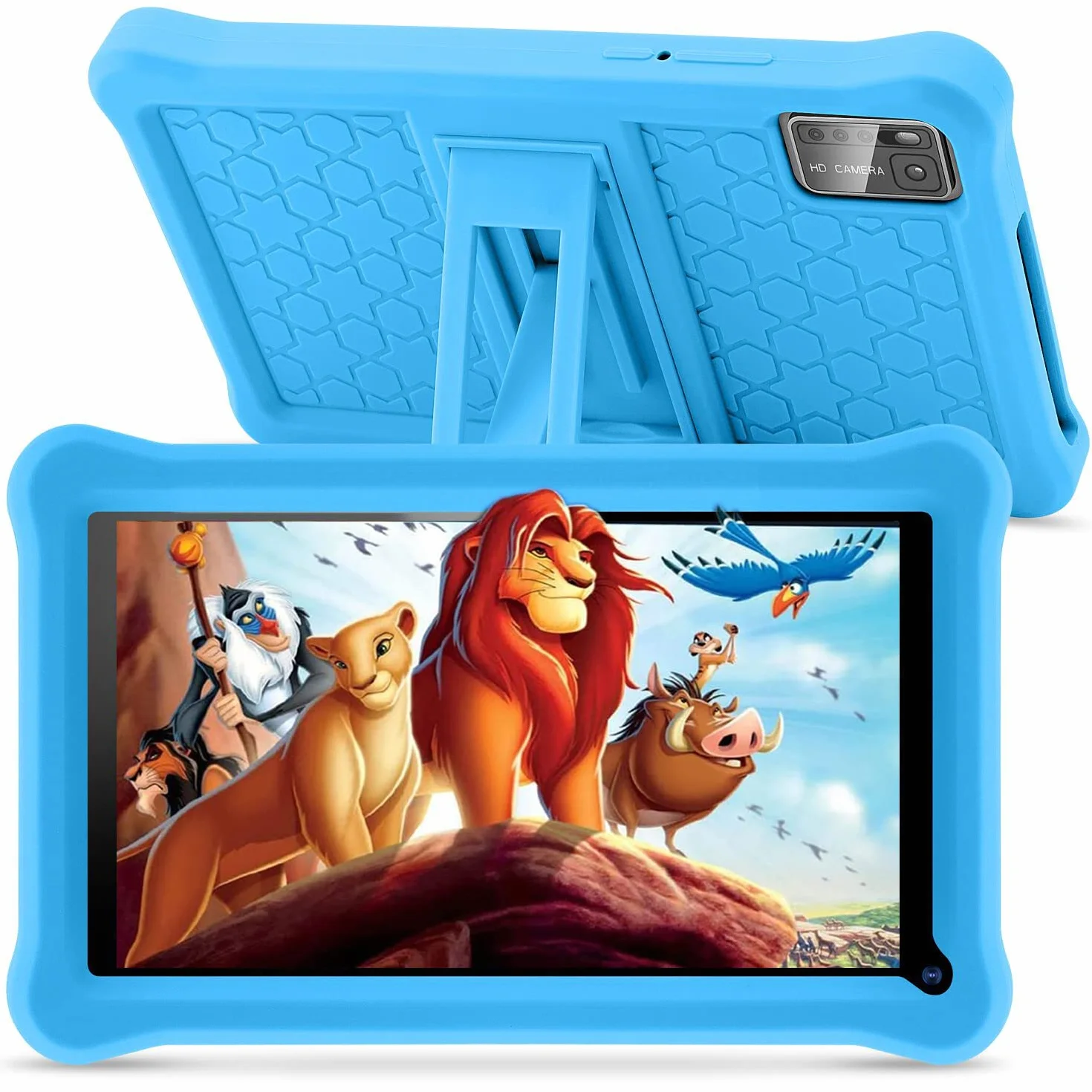 Tablet bambini 7 pollici Android 13, 8GB RAM+64GB ROM(128 GB Espandibile), Controllo Parentale, Display IPS, Doppia fotocamera, WiFi, App Pre-installed, Tablet Educativo con Custodia (Blu)