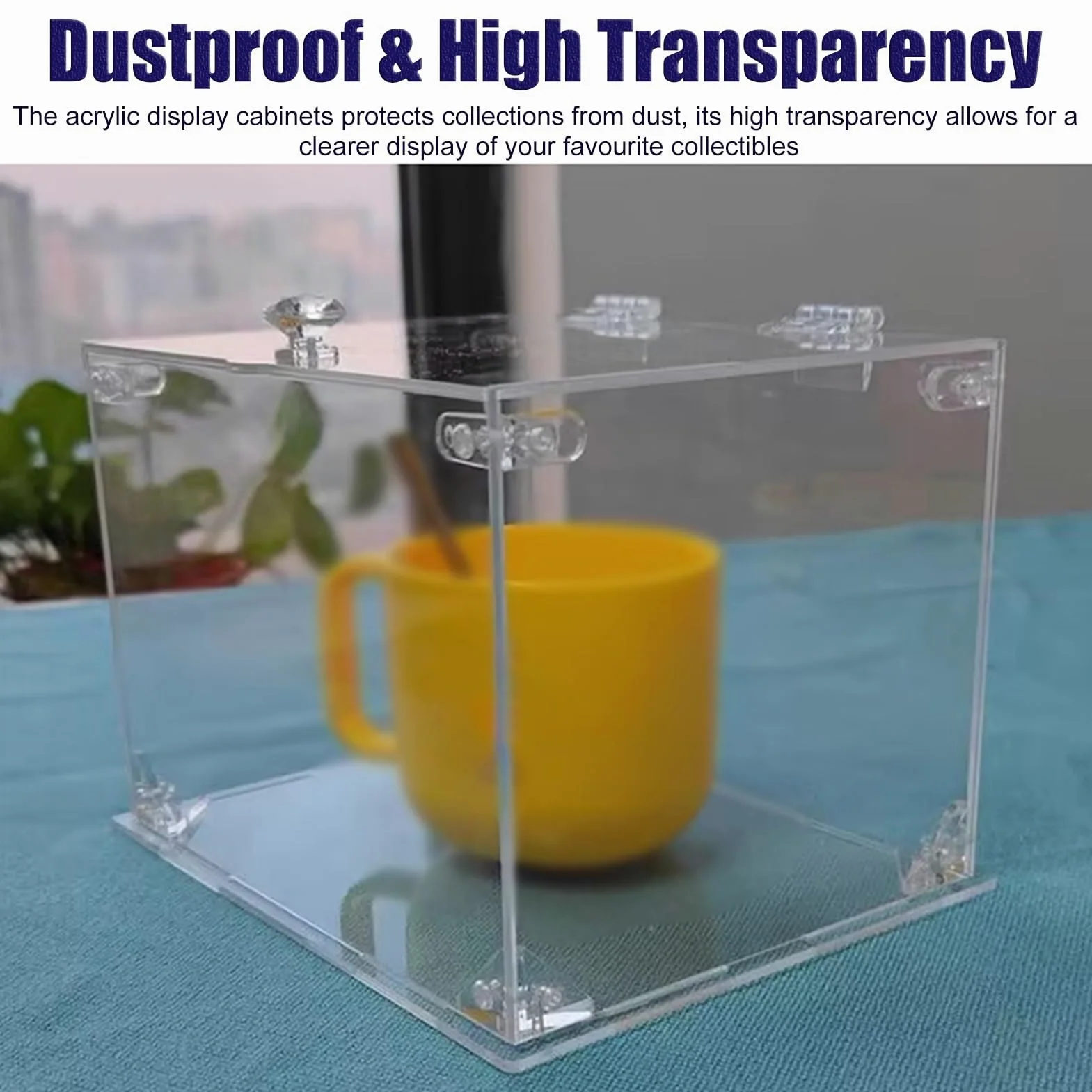 Teca Plexiglass Scatola in Acrilico Trasparente Lunga 10-50 cm, Vetrina Espositiva Verticale per Più Miniature/Oggetti Da Collezione, Vetrina Impilabile da Tavolo(50x50xH45cm/20x20x18")