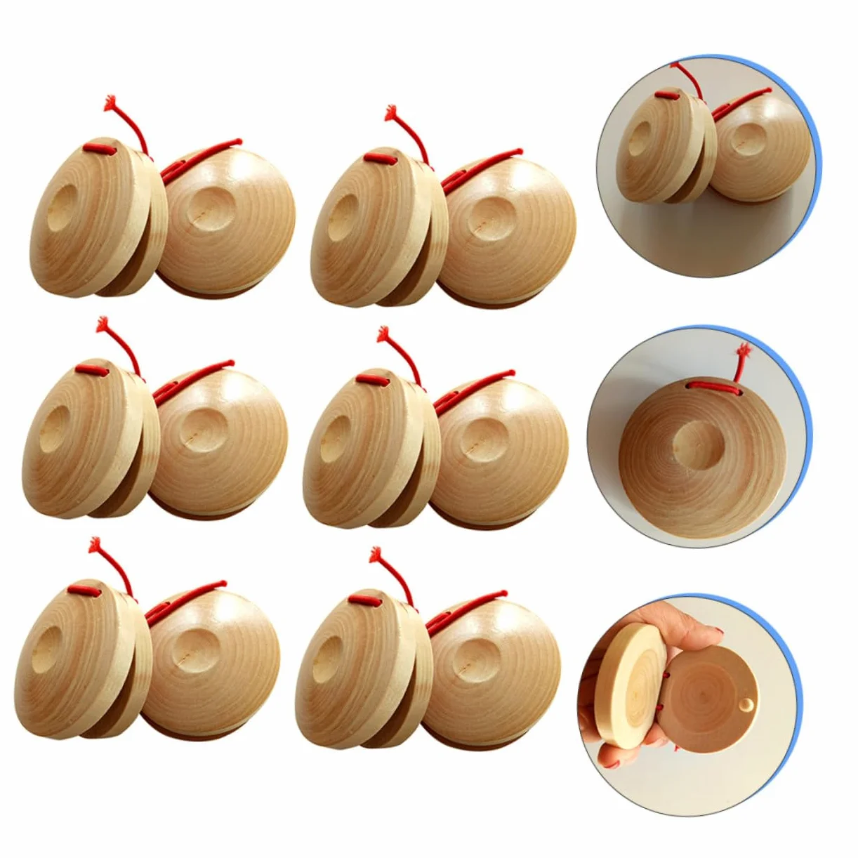 VICASKY Nacchere Musicali in Legno 12 Pezzi per Ragazzo Ragazza Suono Nitido e Facile da Impugnare, Strumento a Percussione per Insegnamento Professionale e Festività