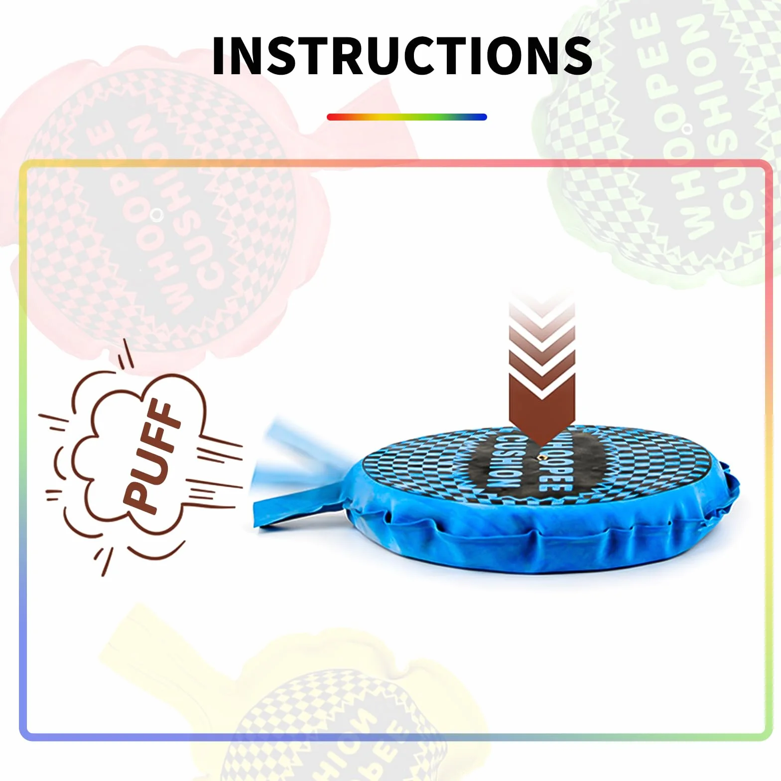 4 Pezzi Cuscino Scorreggione Cojín pedos,Autogonfiante Whoopee Cuscino,Cuscino per Scoregge,Adatto Bambini Adulti per Scherzi Divertimento (Grande/Verde,Medio/Rosso,Piccolo/Giallo+Blu)